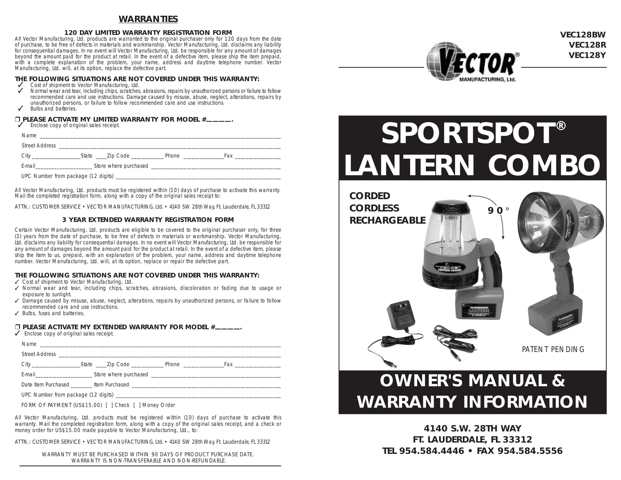 Vector VEC128BW Camping Equipment User Manual