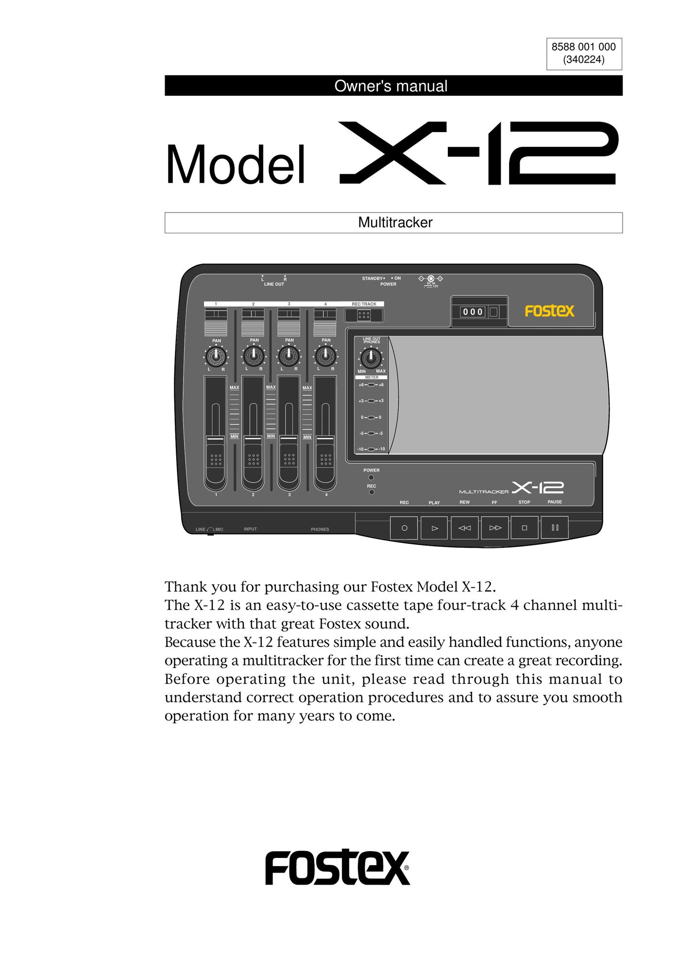 Fostex X-12 Cyclometer User Manual