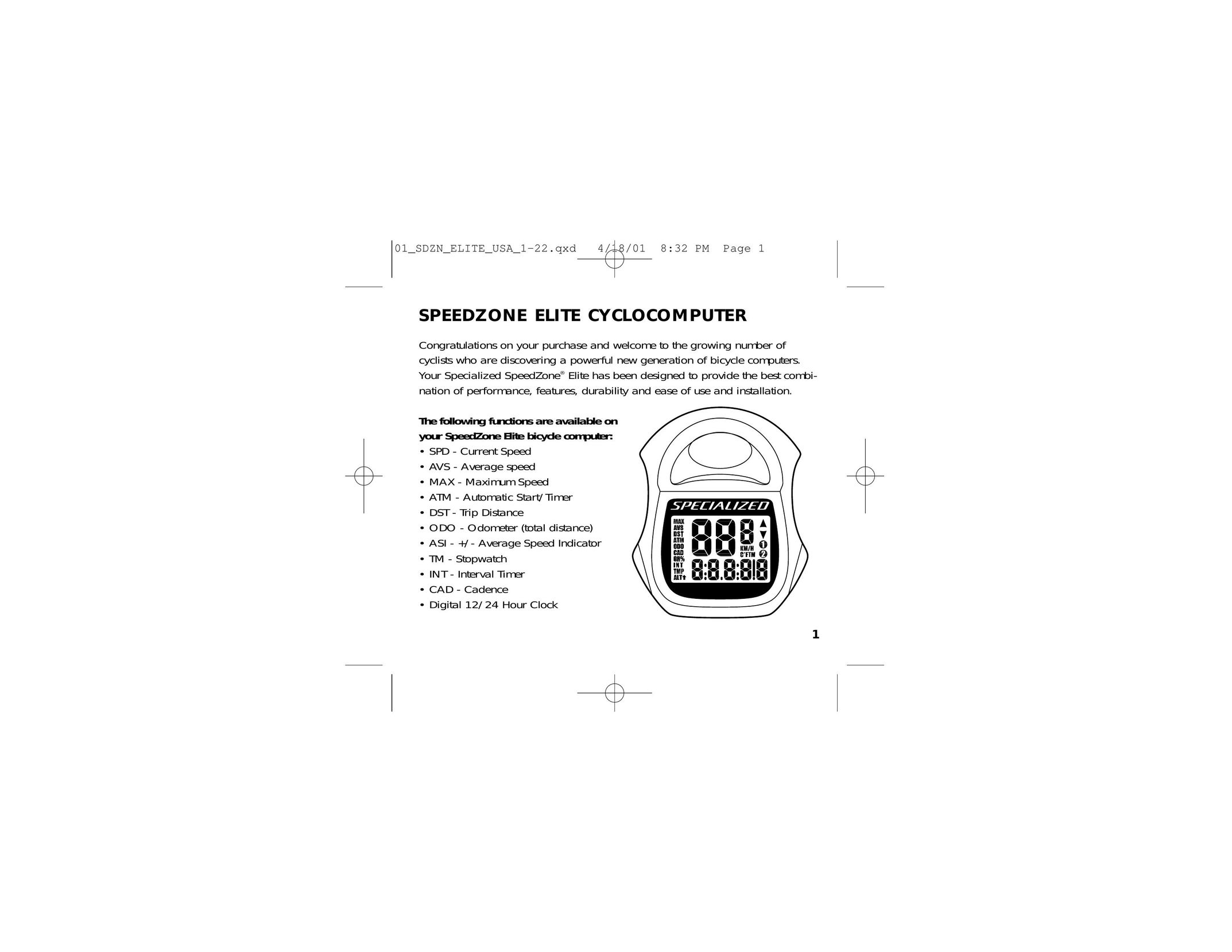 Specialized CylcoComputer Cyclometer User Manual