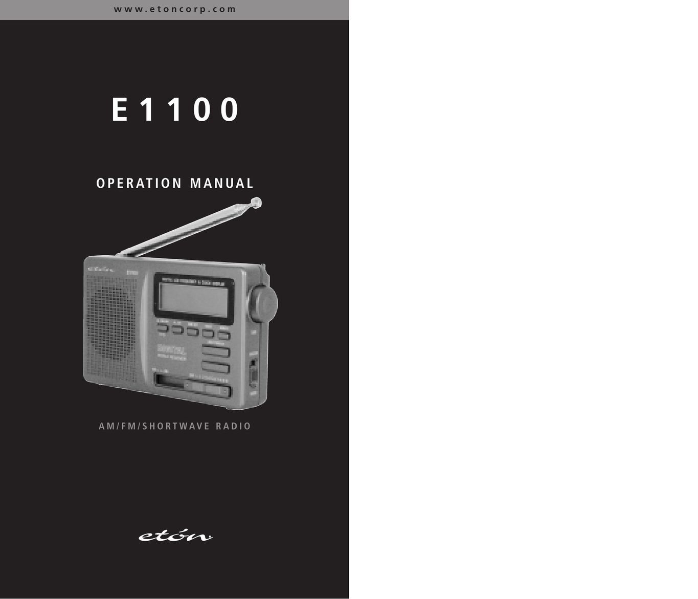 Eton E1100 Elliptical Trainer User Manual