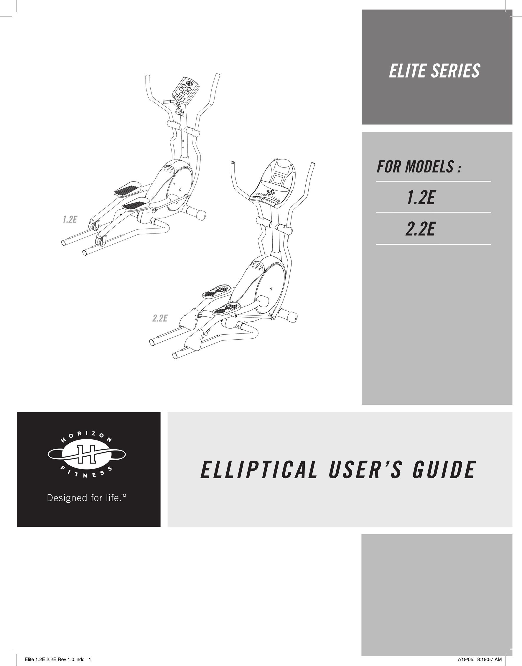 Horizon Fitness 2.2E Elliptical Trainer User Manual
