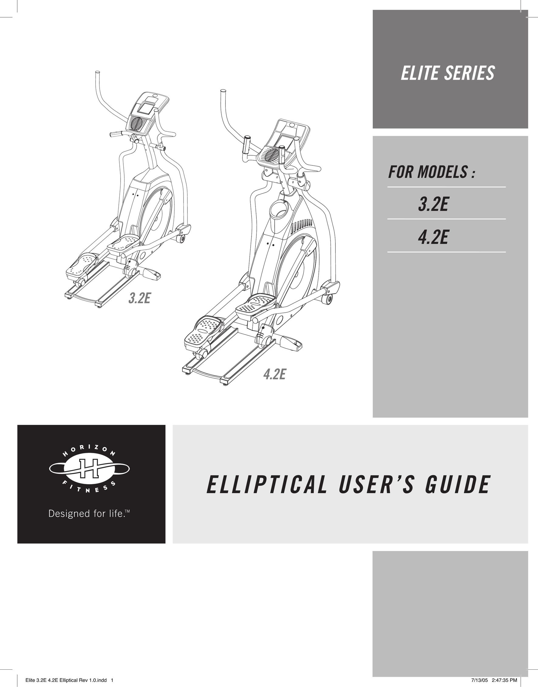 Horizon Fitness 3.2E Elliptical Trainer User Manual
