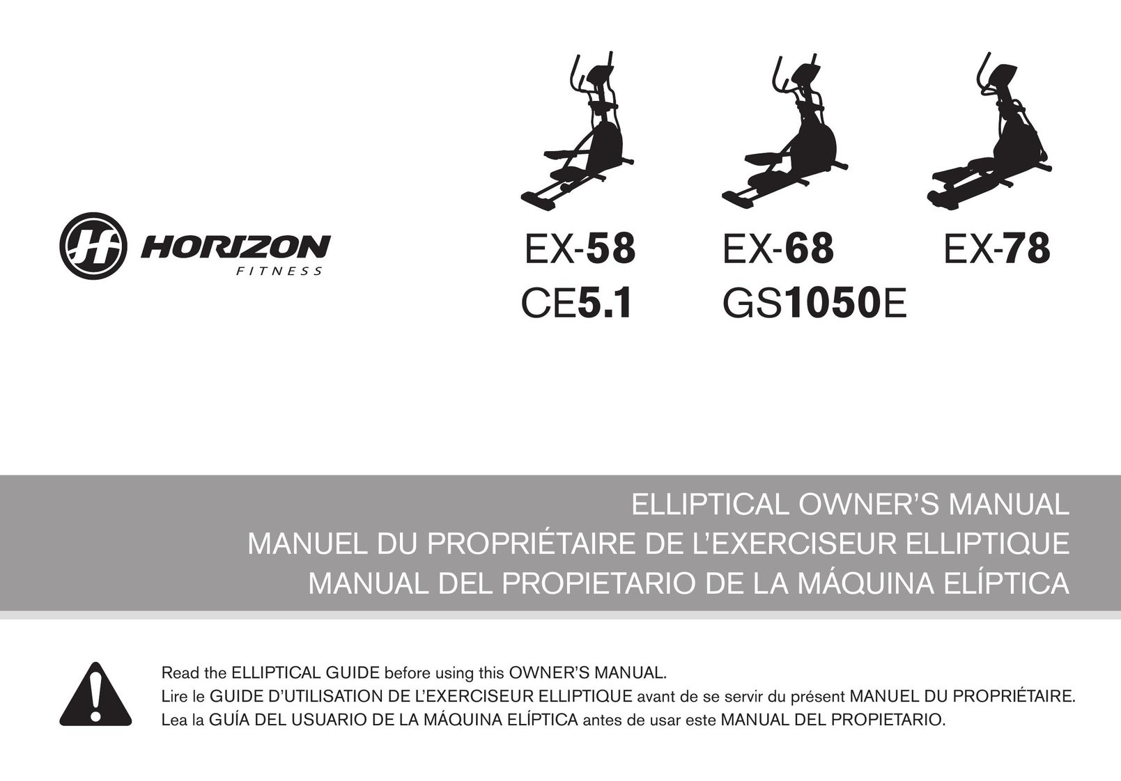 Horizon Fitness CE5.1 Elliptical Trainer User Manual