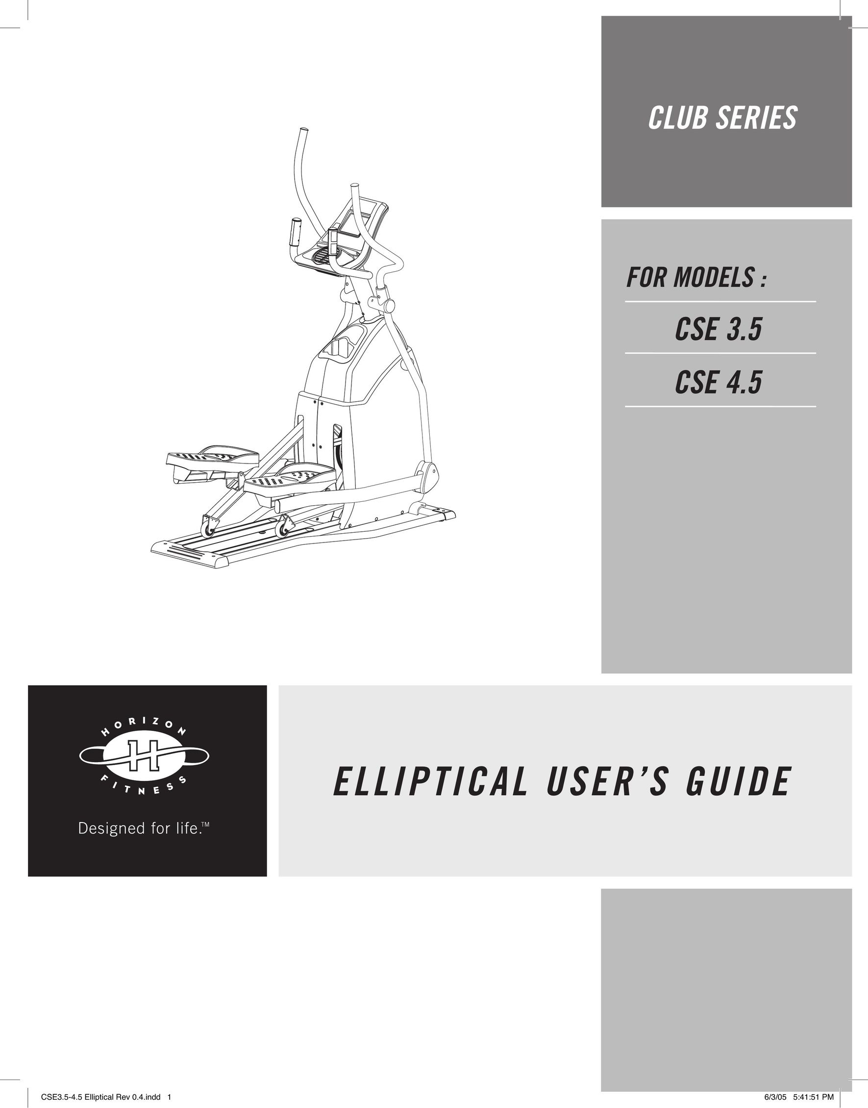 Horizon Fitness CSE 3.5 Elliptical Trainer User Manual