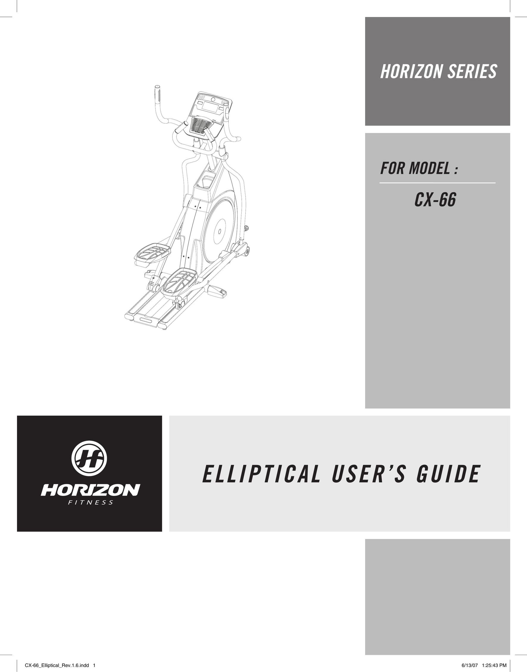 Horizon Fitness CX-66 Elliptical Trainer User Manual