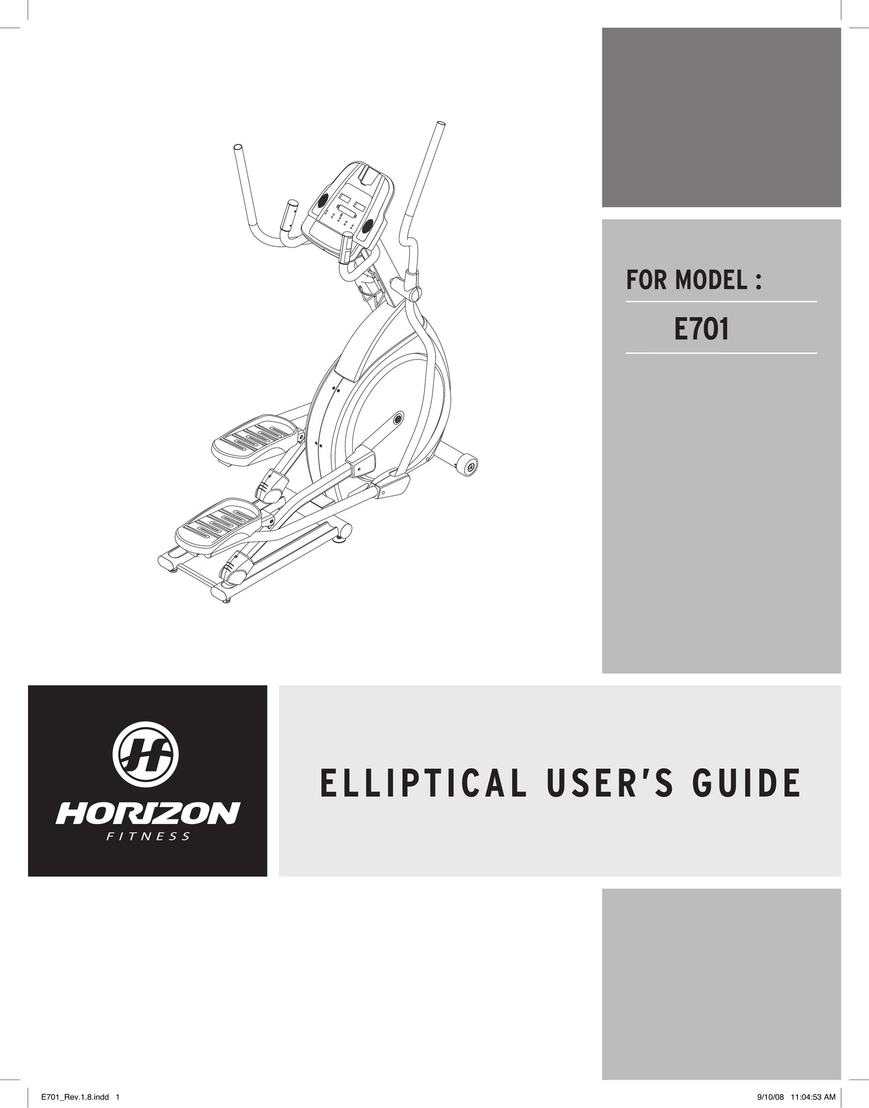 Horizon Fitness E701 Elliptical Trainer User Manual