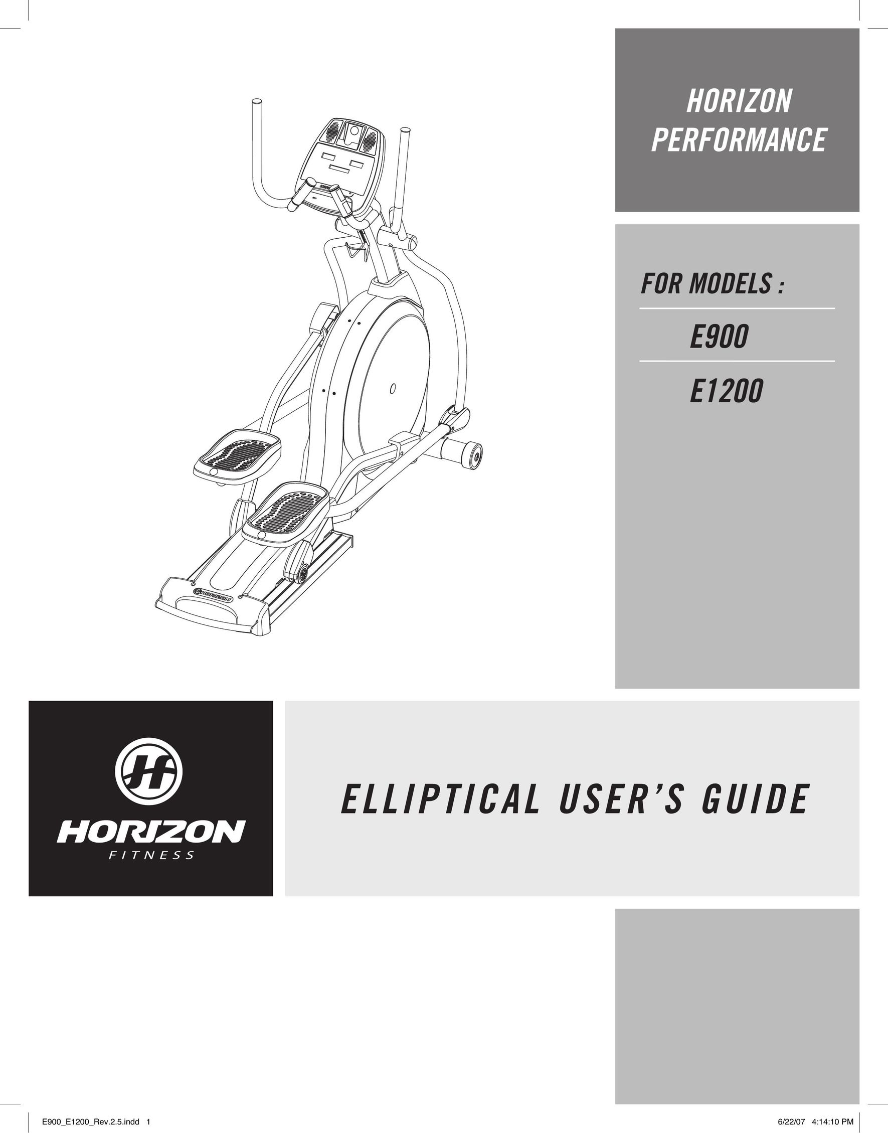 Horizon Fitness E900 Elliptical Trainer User Manual