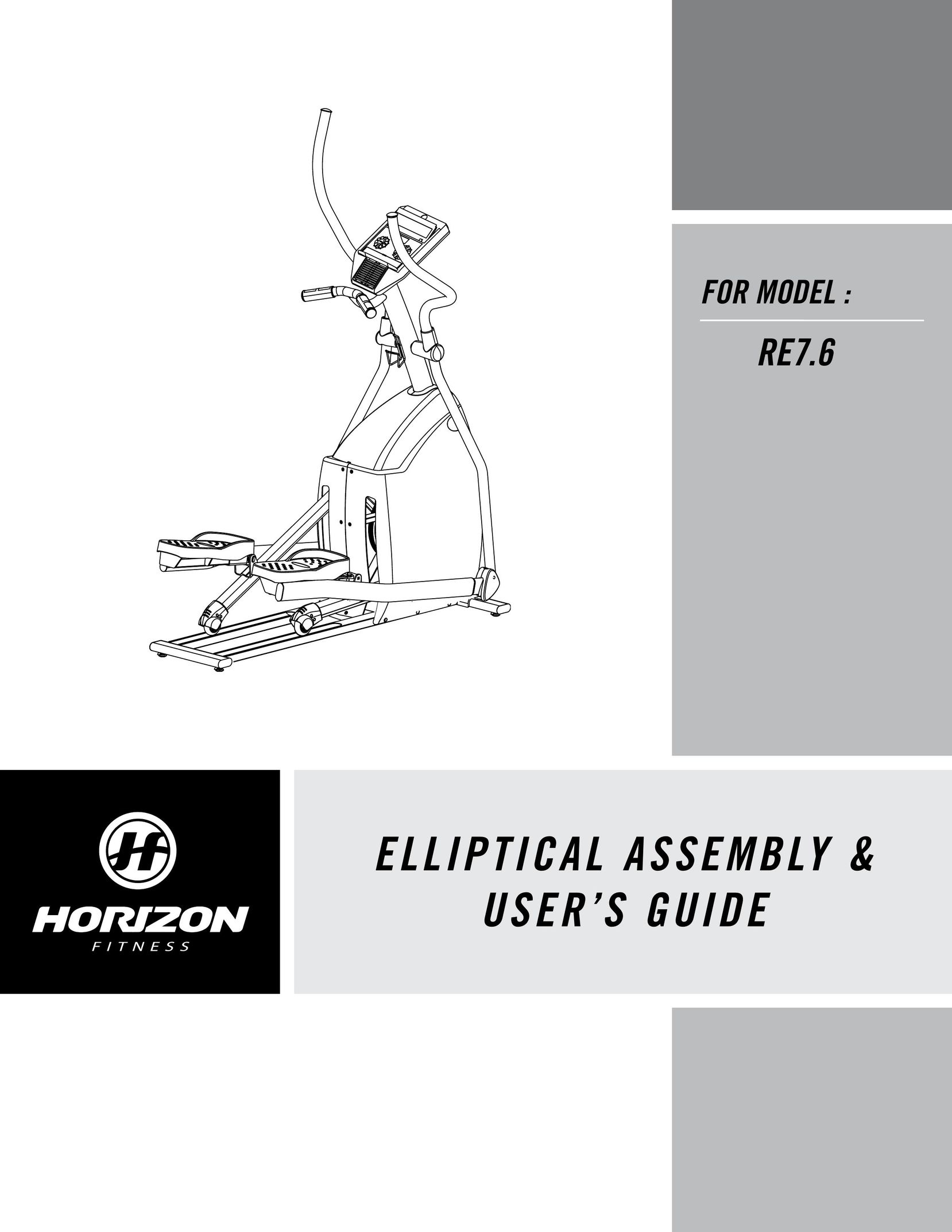 Horizon Fitness RE7.6 Elliptical Trainer User Manual