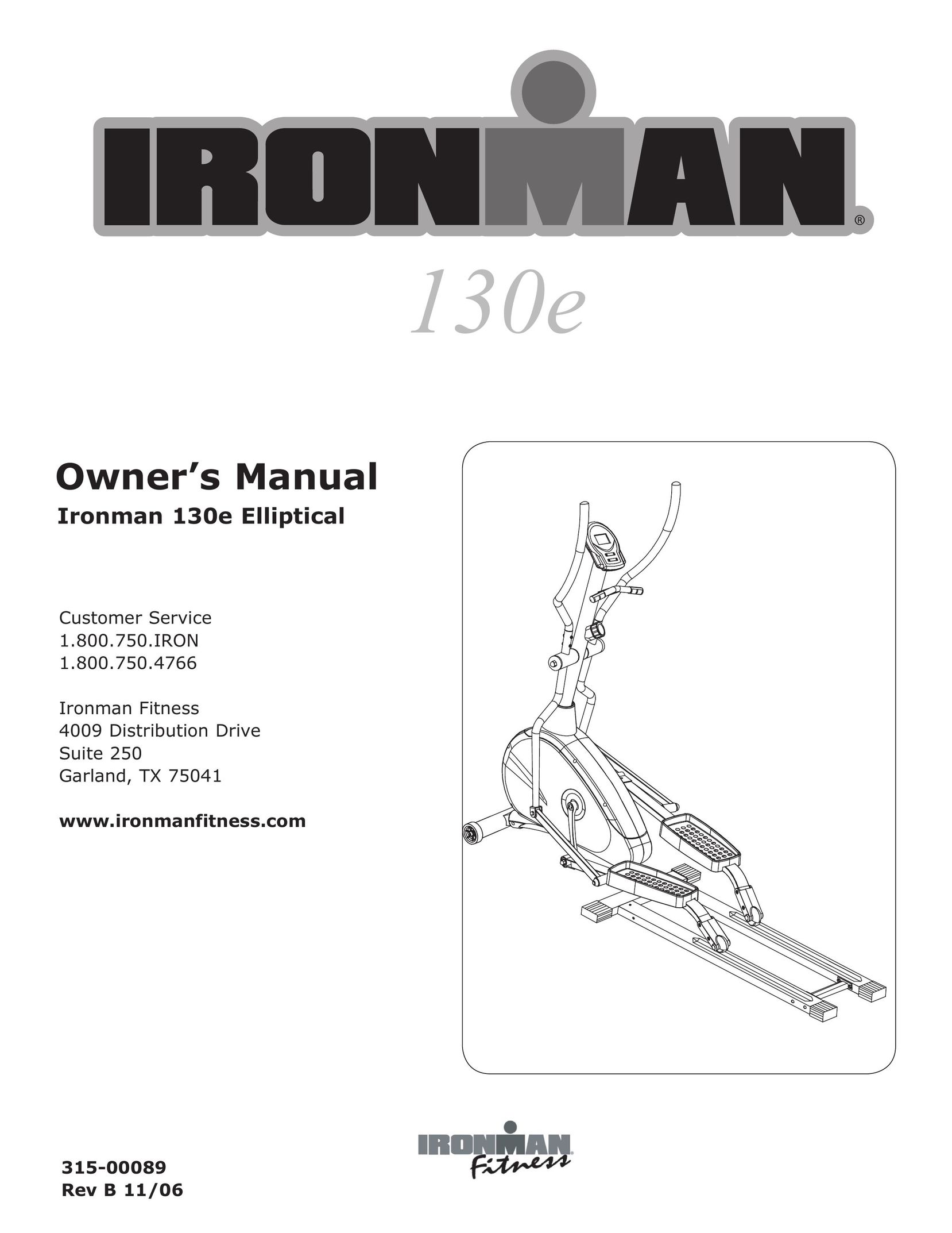 Ironman Fitness 130e Elliptical Trainer User Manual