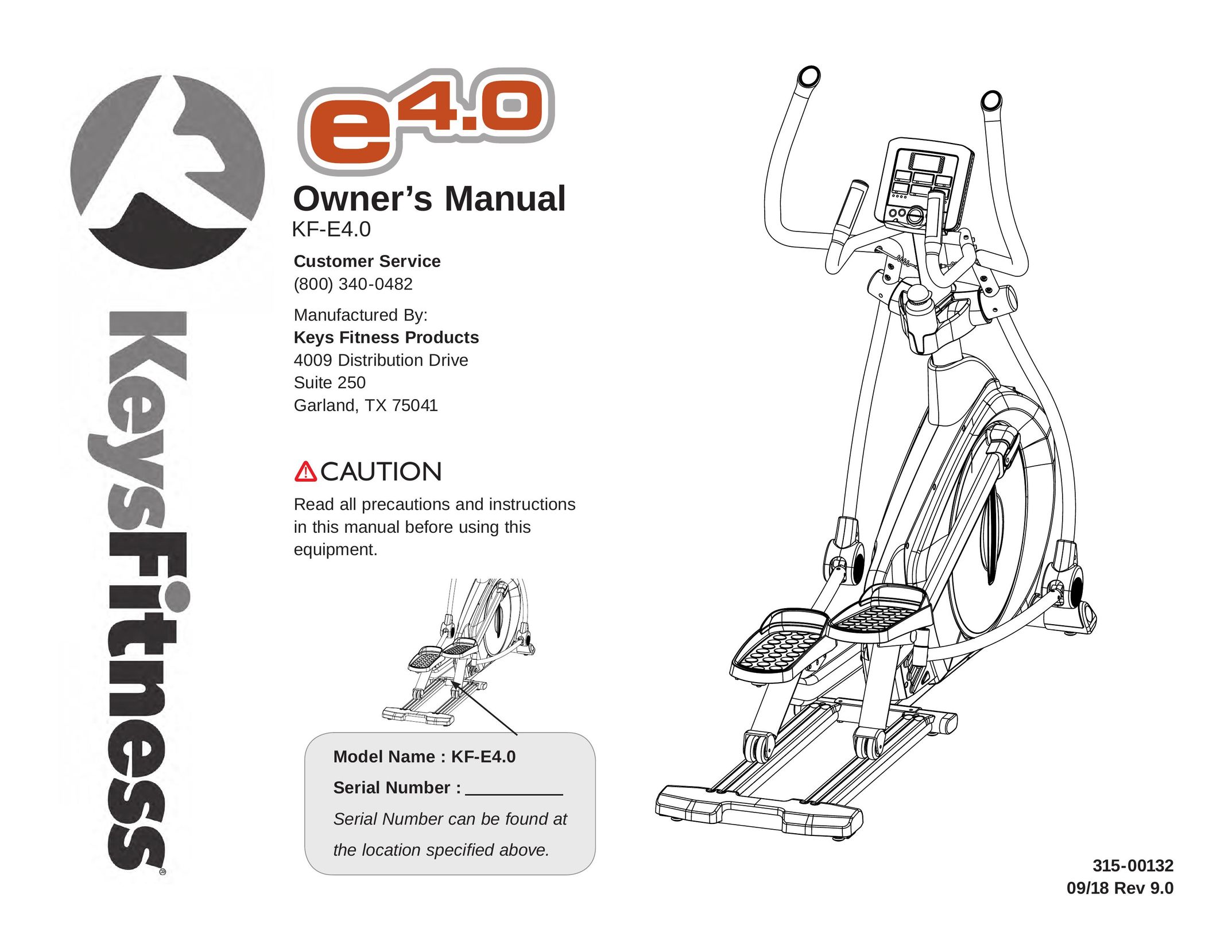Keys Fitness KF-E4.0 Elliptical Trainer User Manual