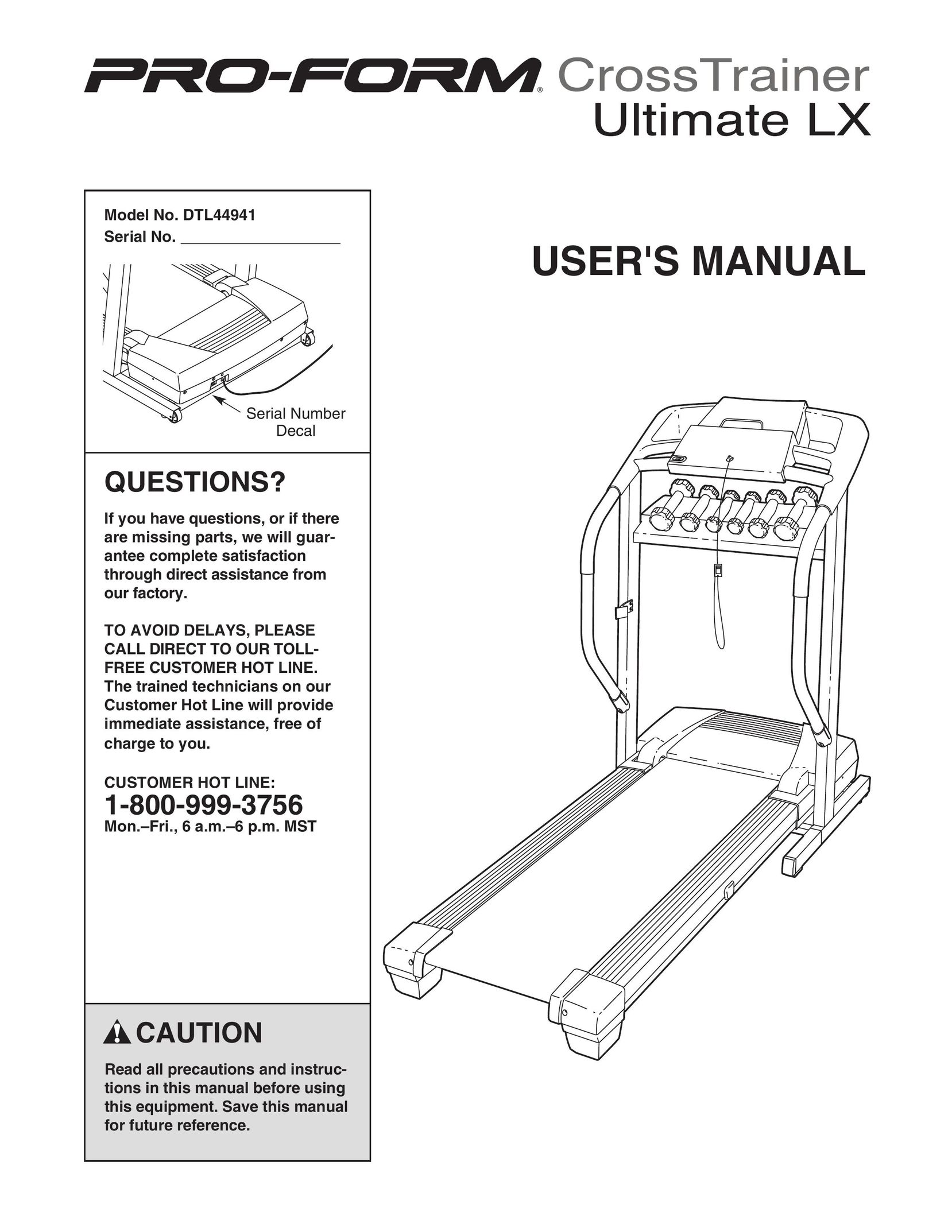 ProForm dtl44941 Elliptical Trainer User Manual