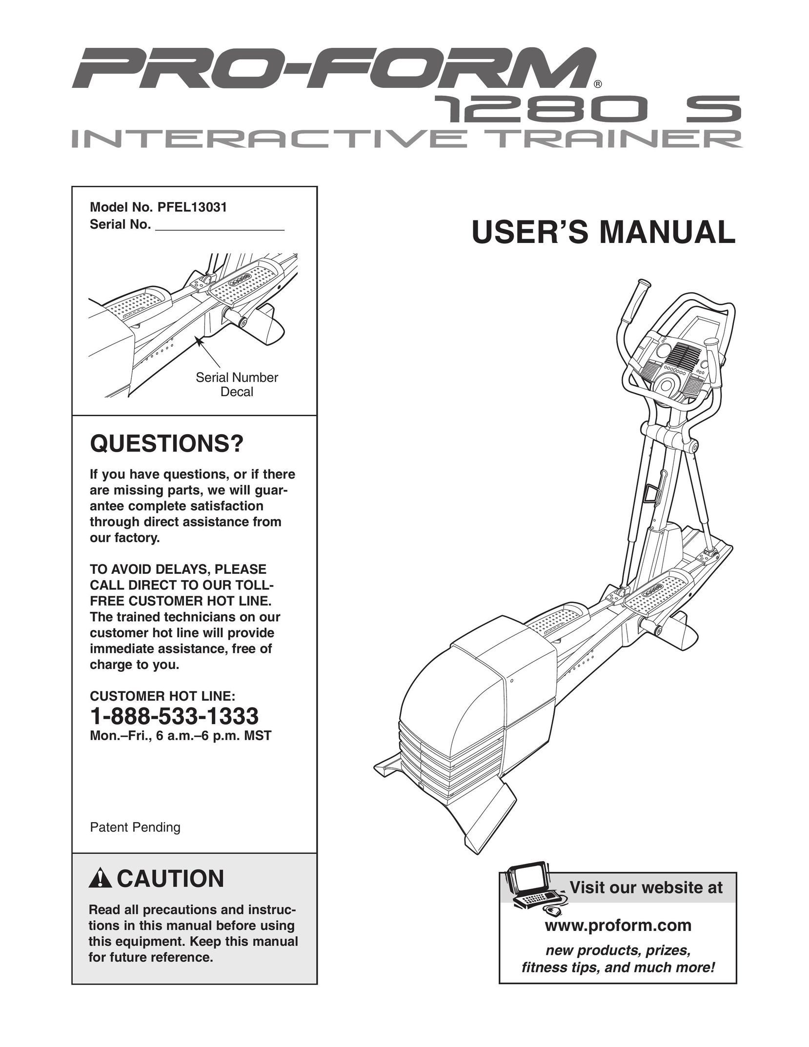 ProForm PFEL13031 Elliptical Trainer User Manual