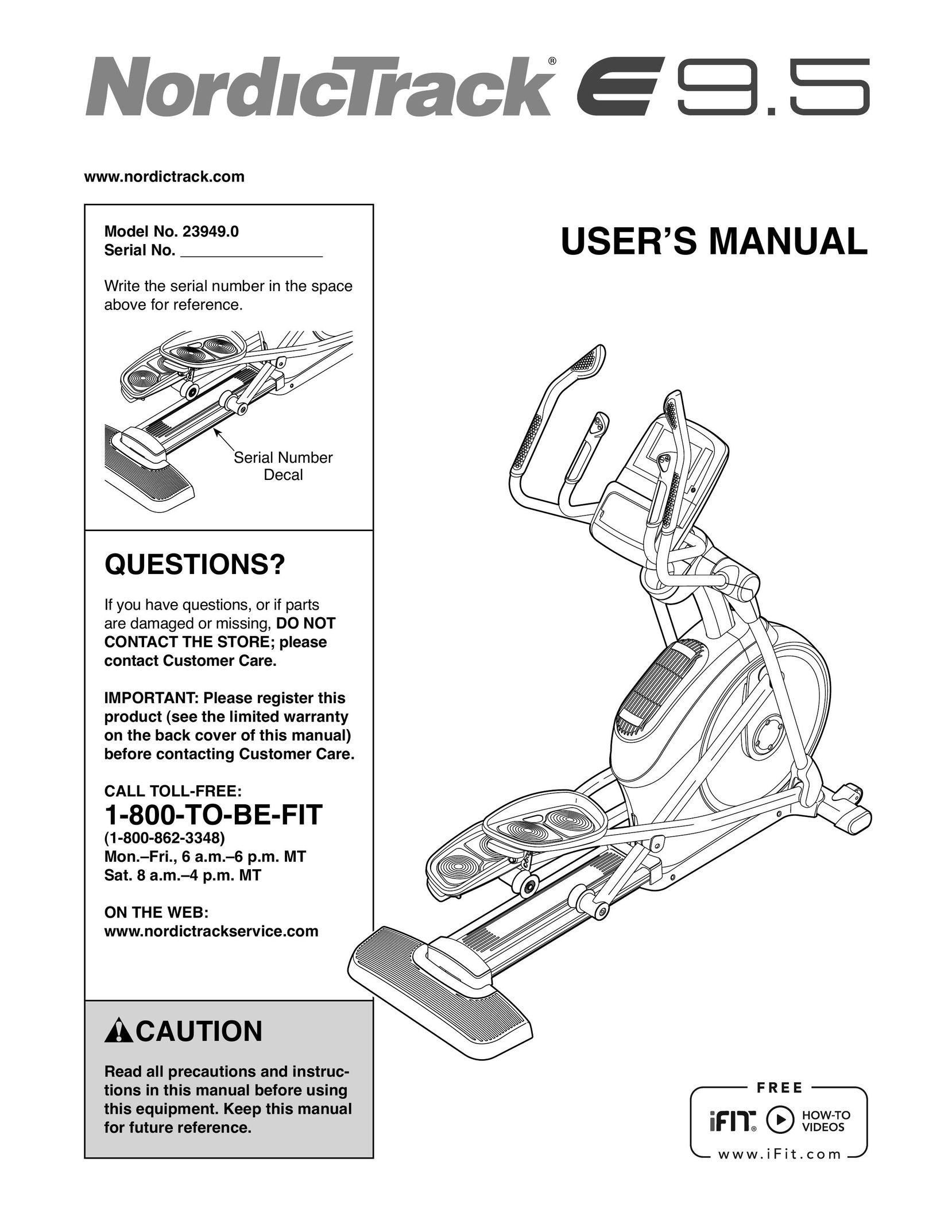 Sears 23949 Elliptical Trainer User Manual