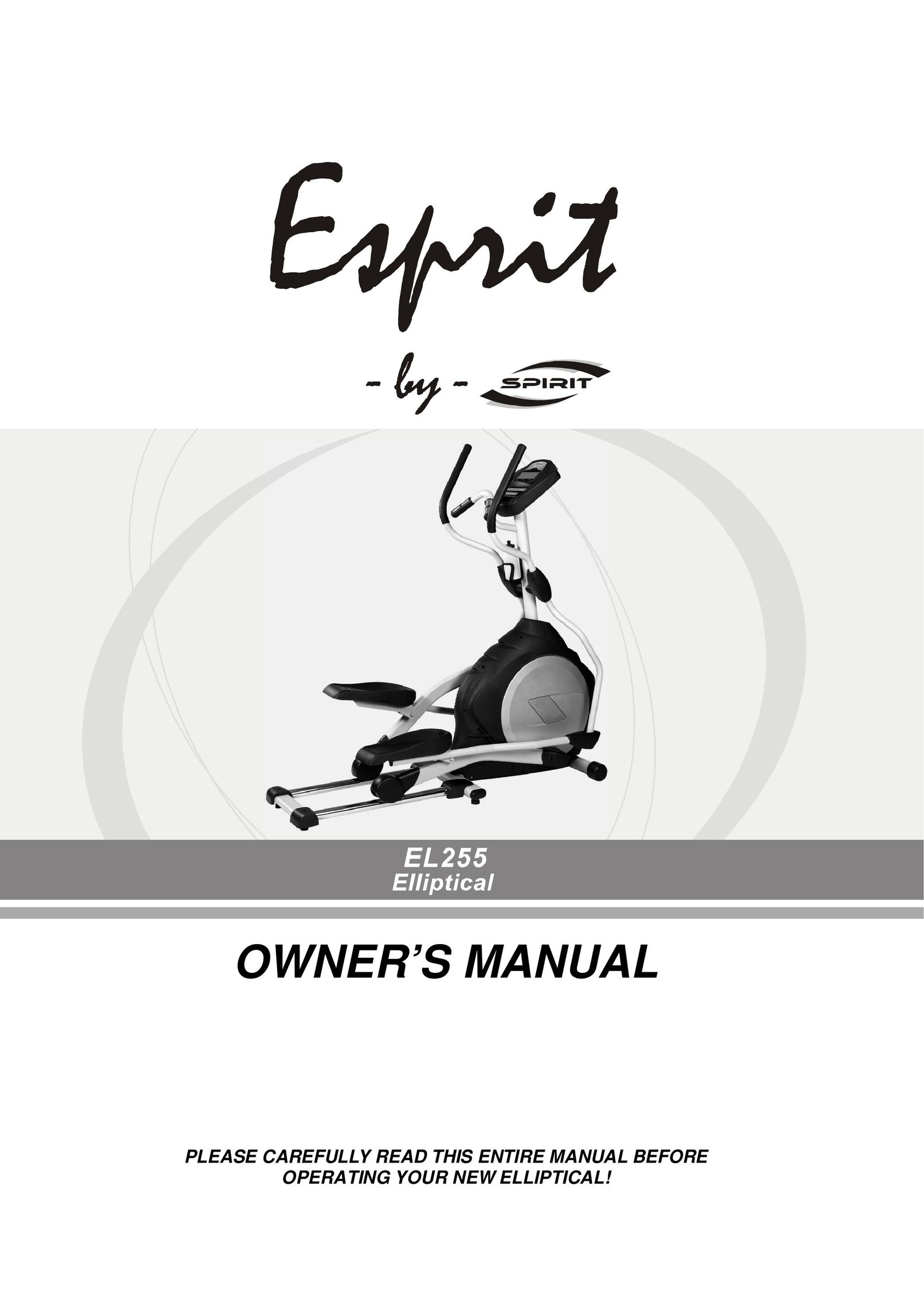 Spirit EL255 Elliptical Trainer User Manual
