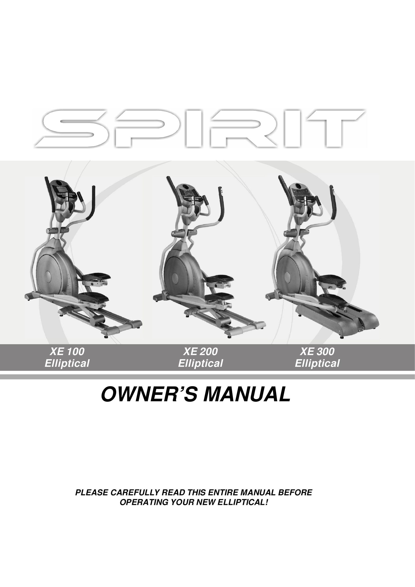 Spirit XE 100 Elliptical Trainer User Manual