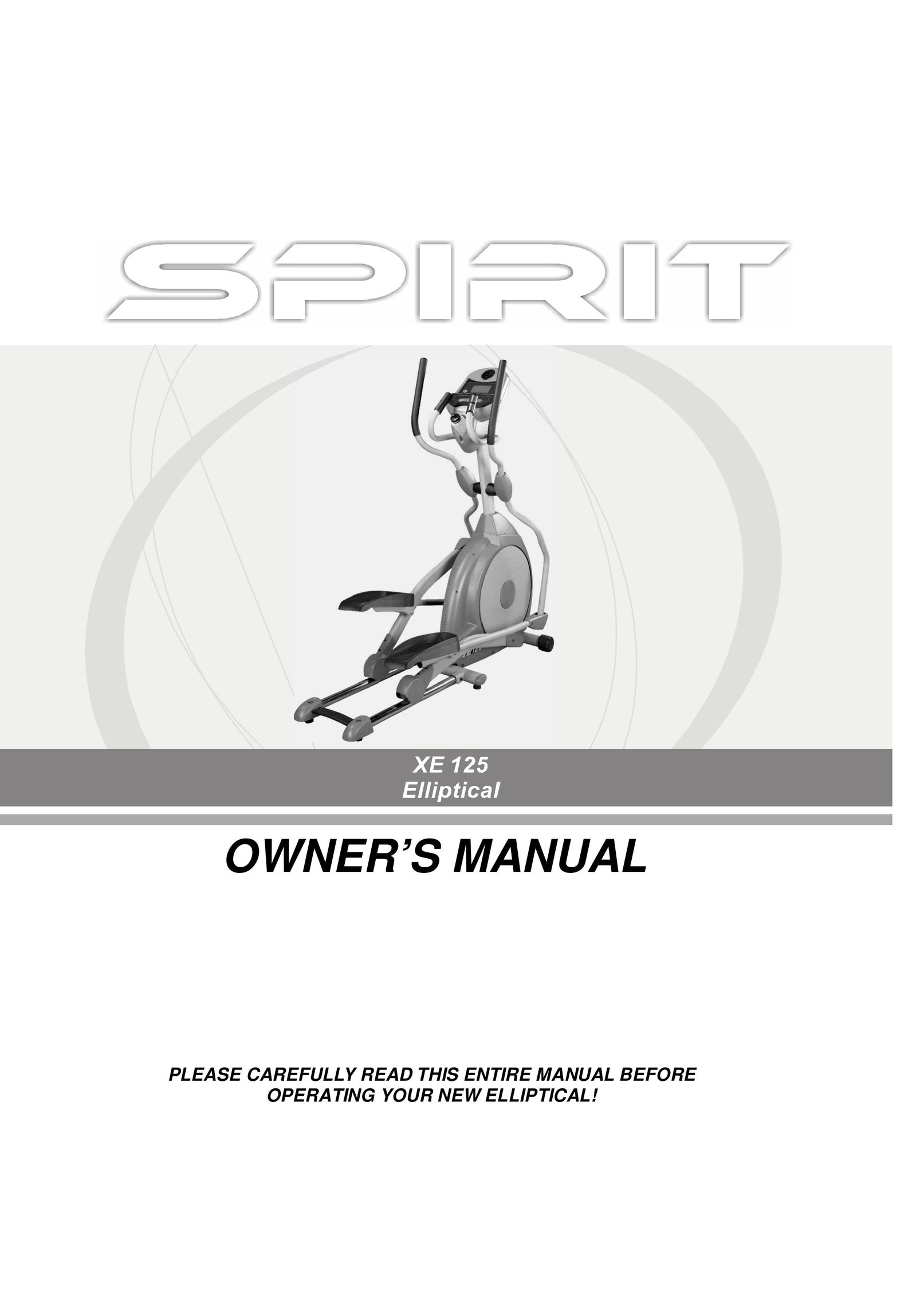 Spirit XE 125 Elliptical Trainer User Manual