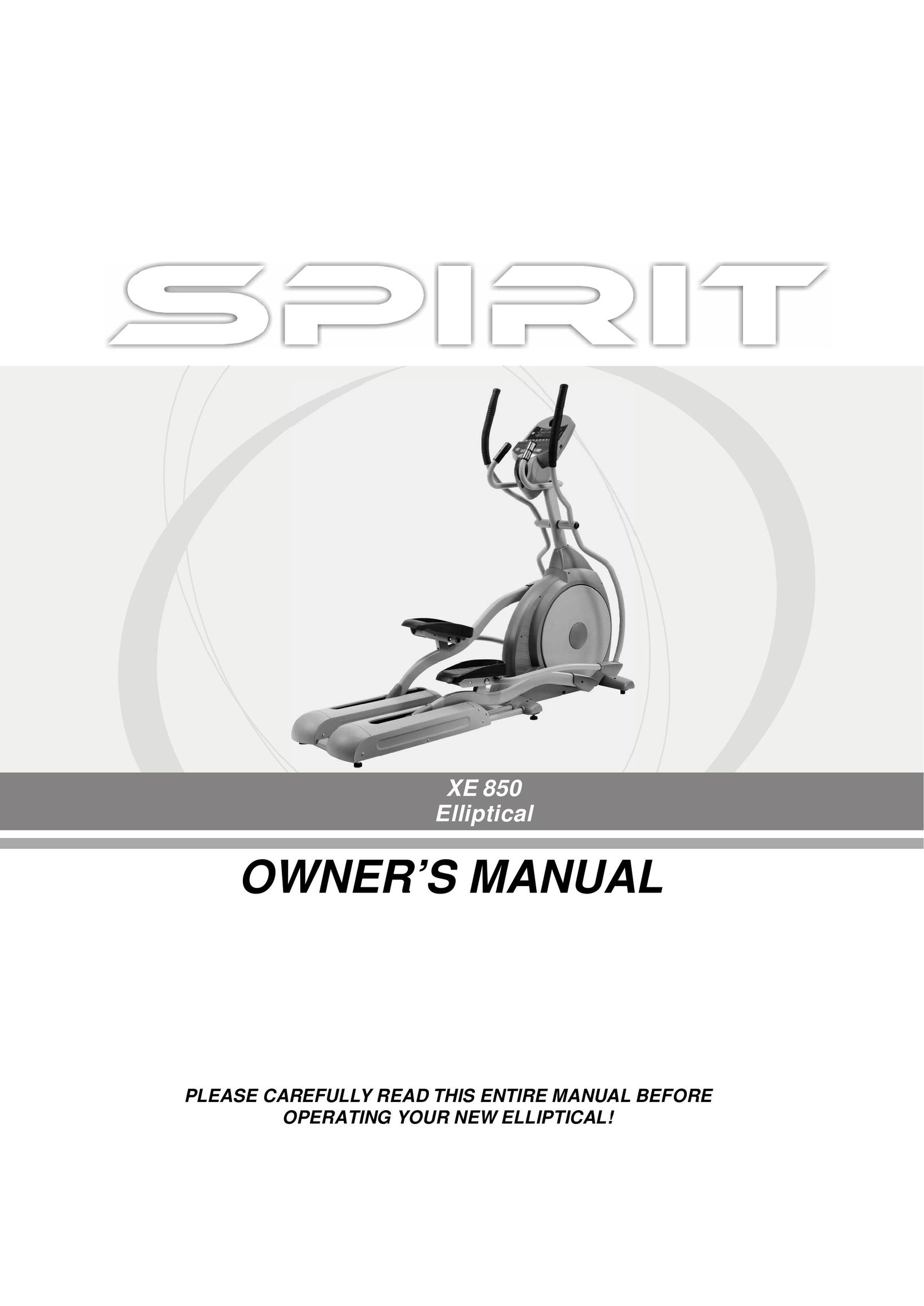 Spirit XE 850 Elliptical Trainer User Manual
