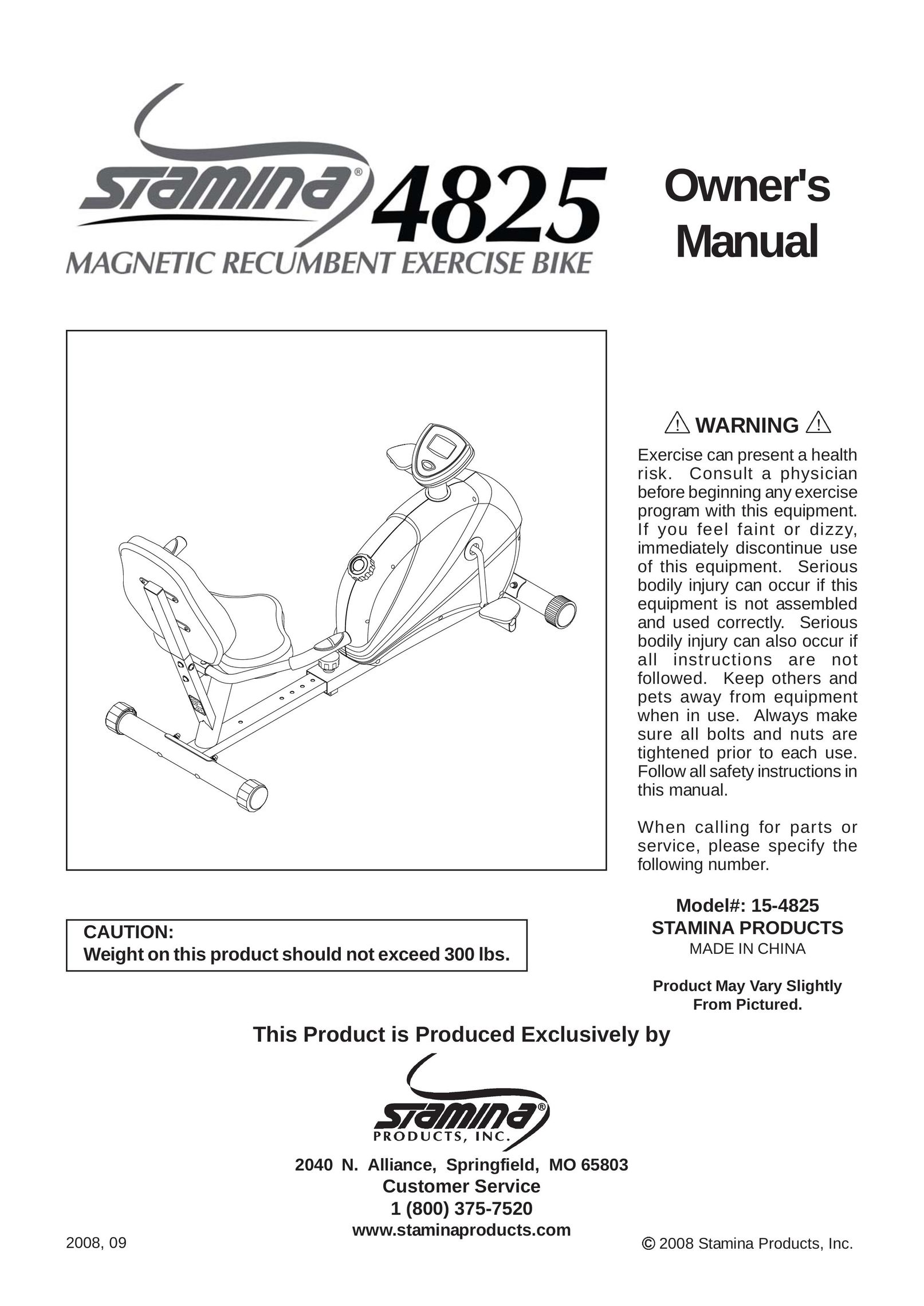 Stamina Products 4825 Elliptical Trainer User Manual