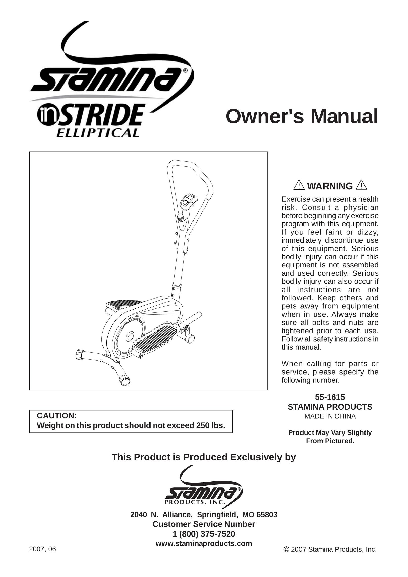 Stamina Products 55-1615 Elliptical Trainer User Manual