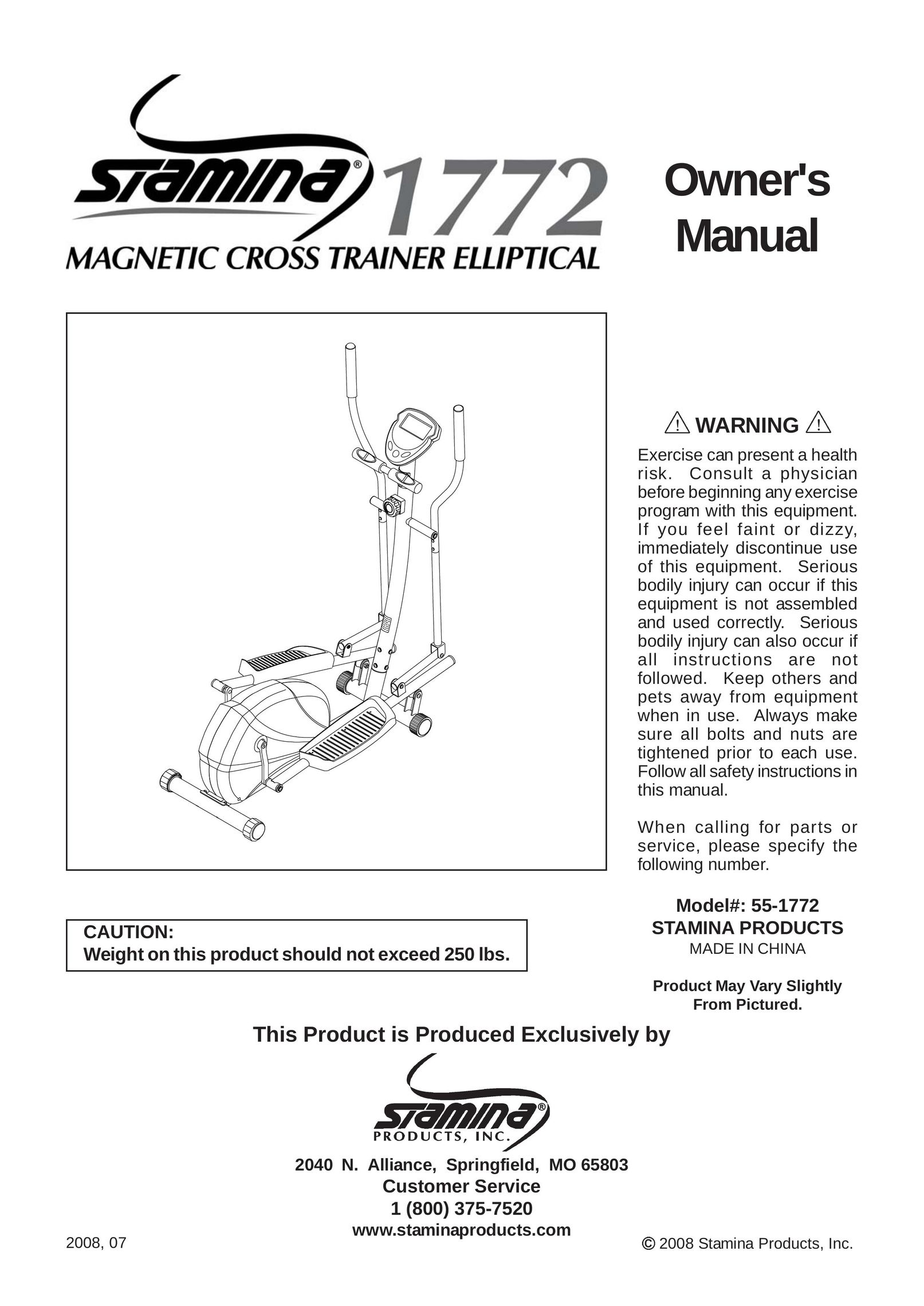 Stamina Products 55-1772 Elliptical Trainer User Manual