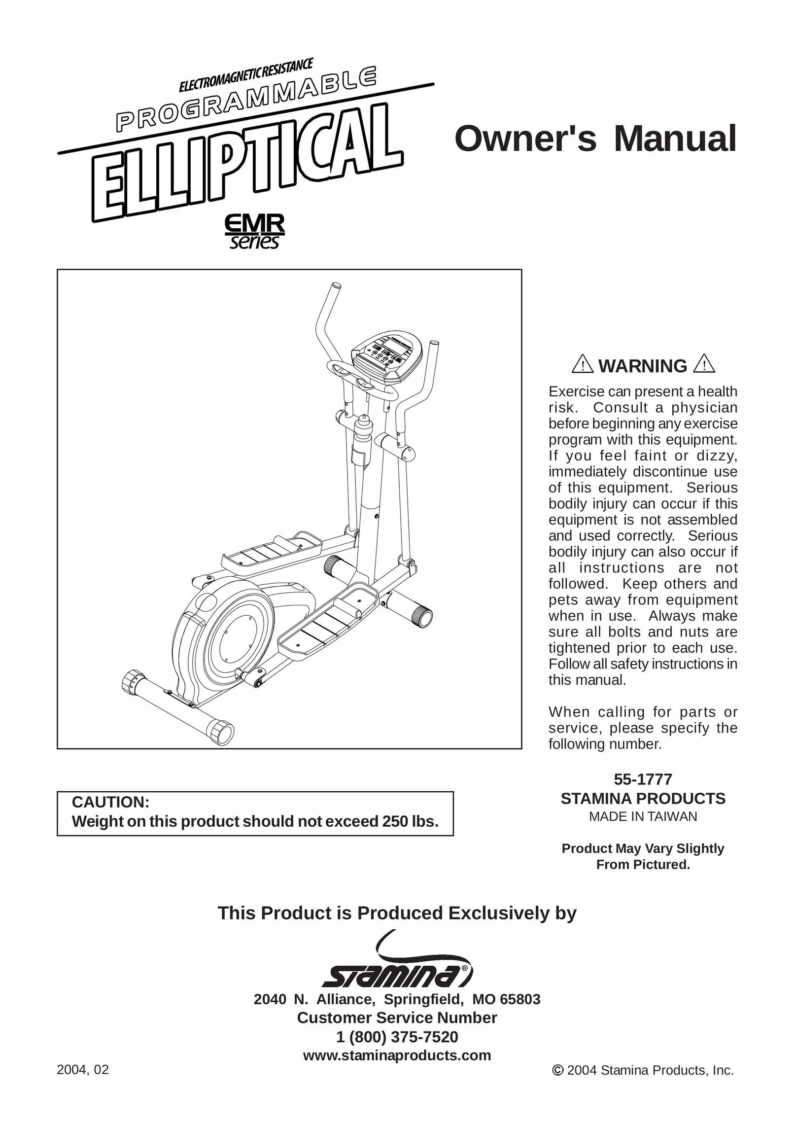 Stamina Products 55-1777 Elliptical Trainer User Manual