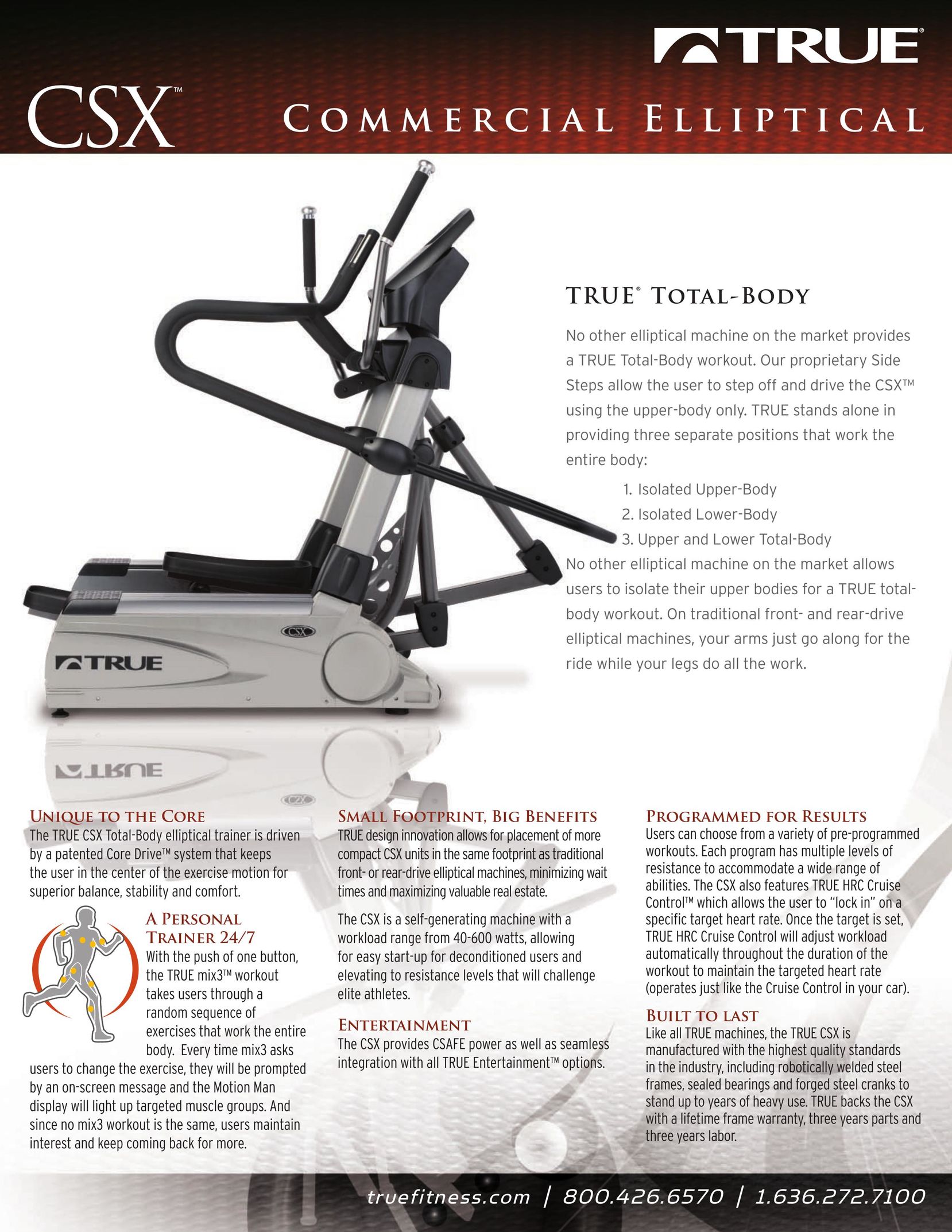 True Fitness CSX Elliptical Trainer User Manual