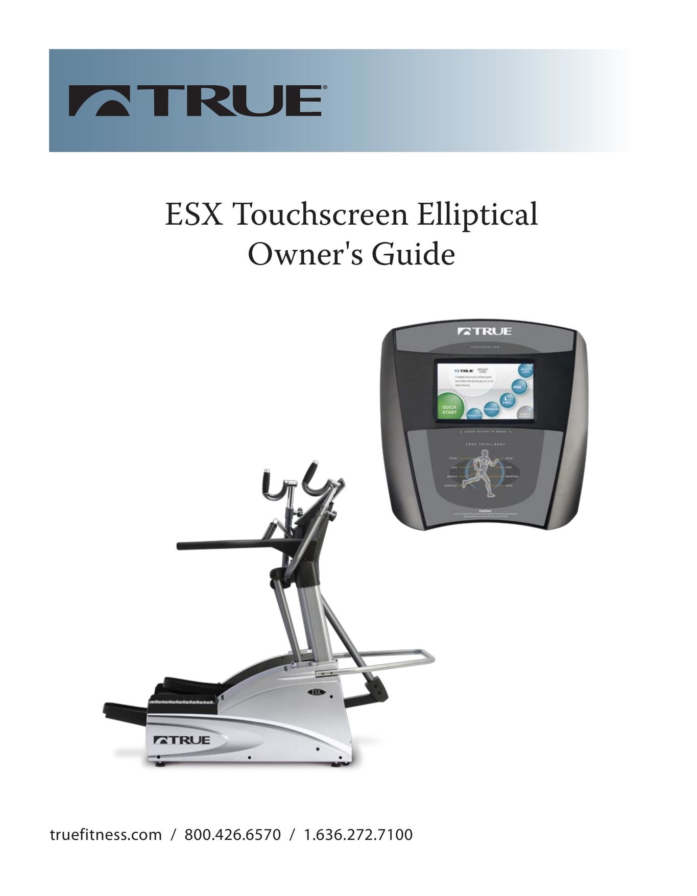 True Fitness Touchscreen Elliptical Elliptical Trainer User Manual