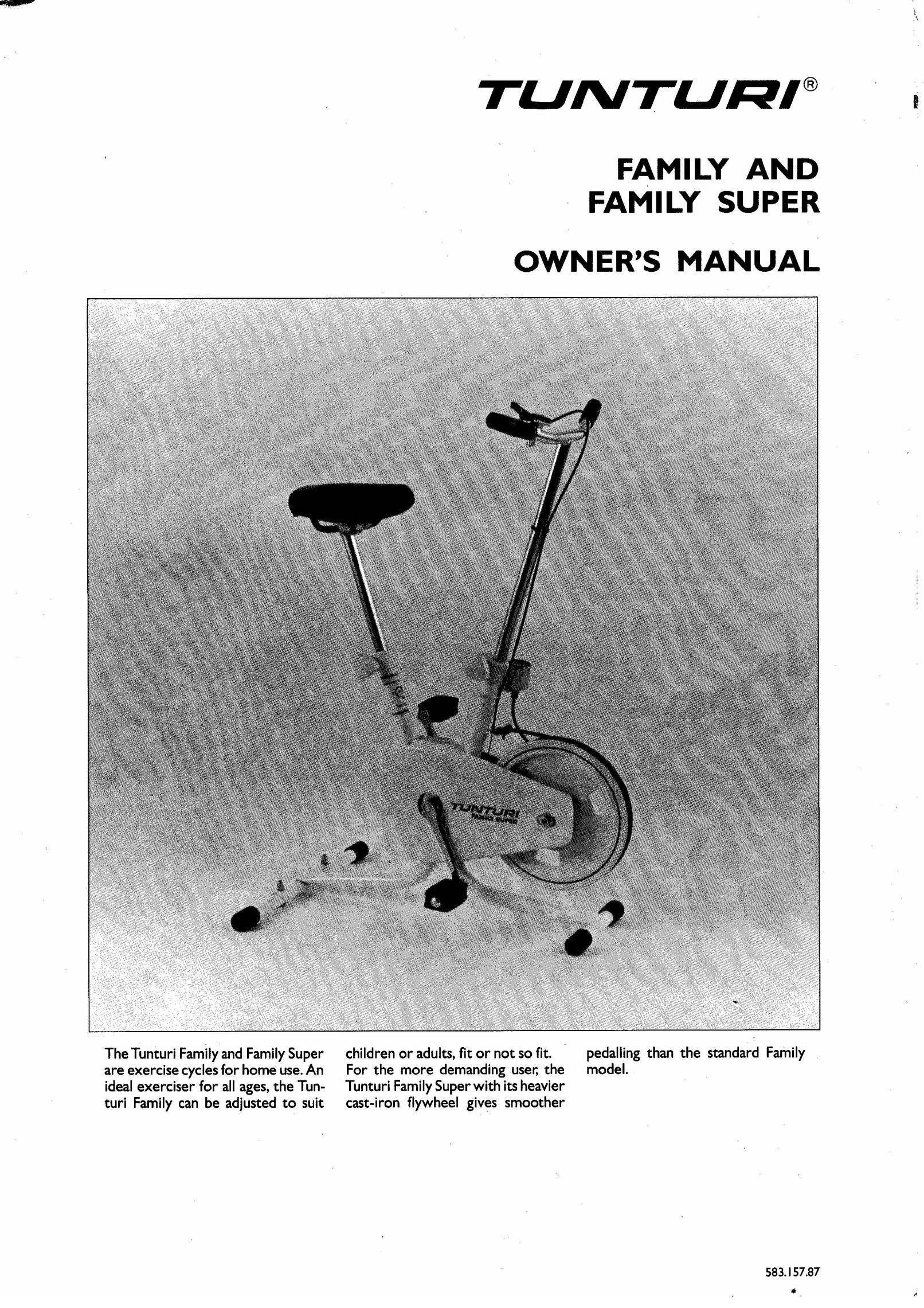 Tunturi Exercise Bike Elliptical Trainer User Manual
