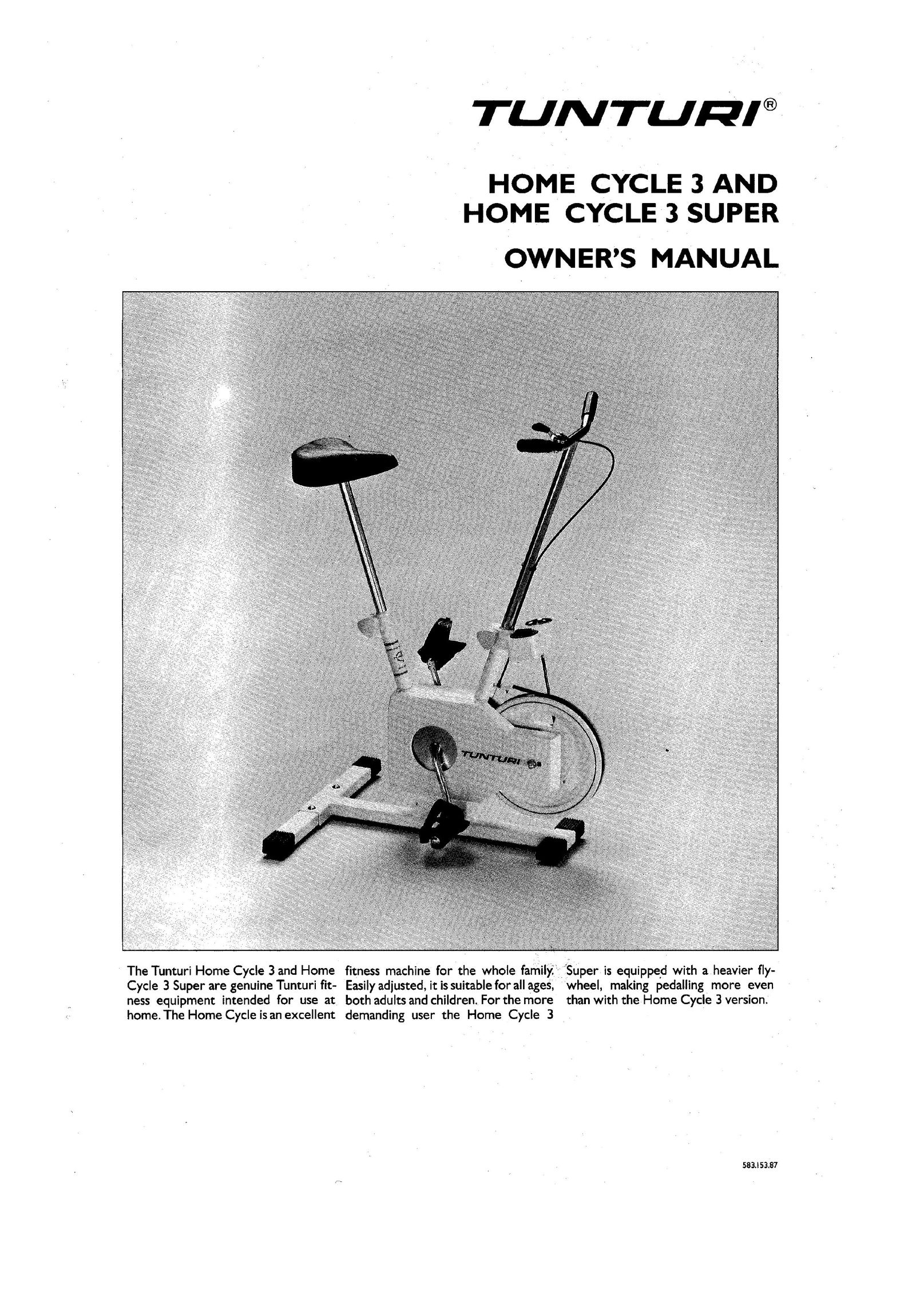Tunturi Home Cycle 3 Elliptical Trainer User Manual
