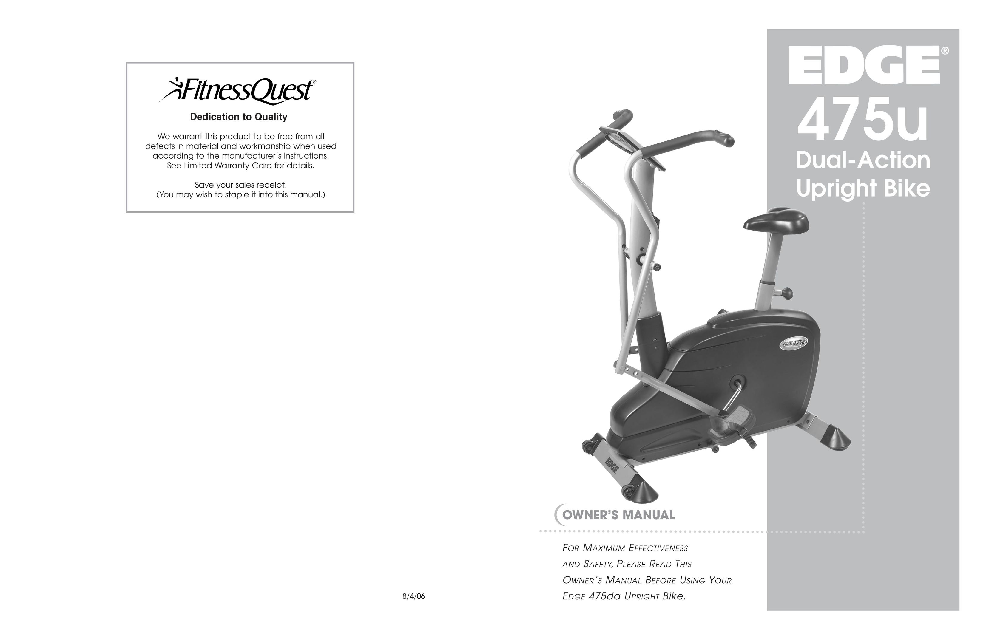 Fitness Quest 475u Exercise Bike User Manual
