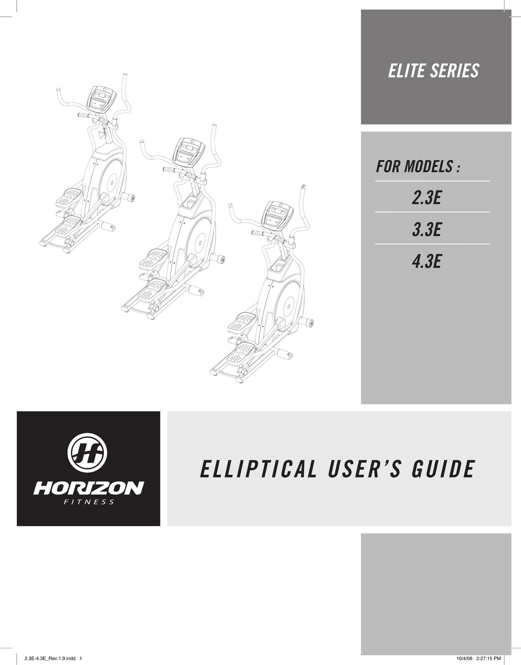 Horizon Fitness 2.3E Exercise Bike User Manual