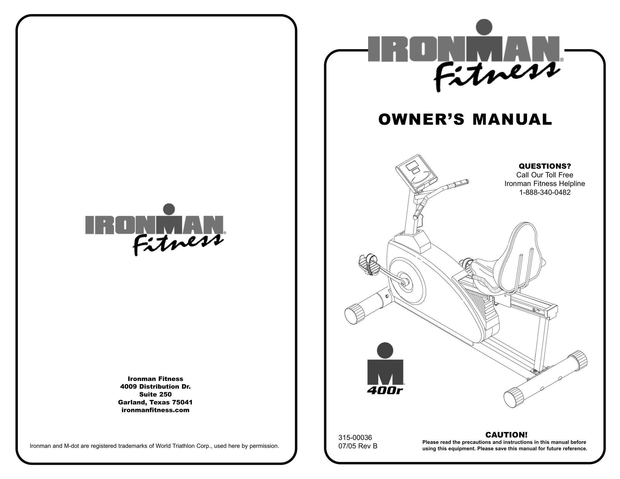 Ironman Fitness 315-00036 Exercise Bike User Manual