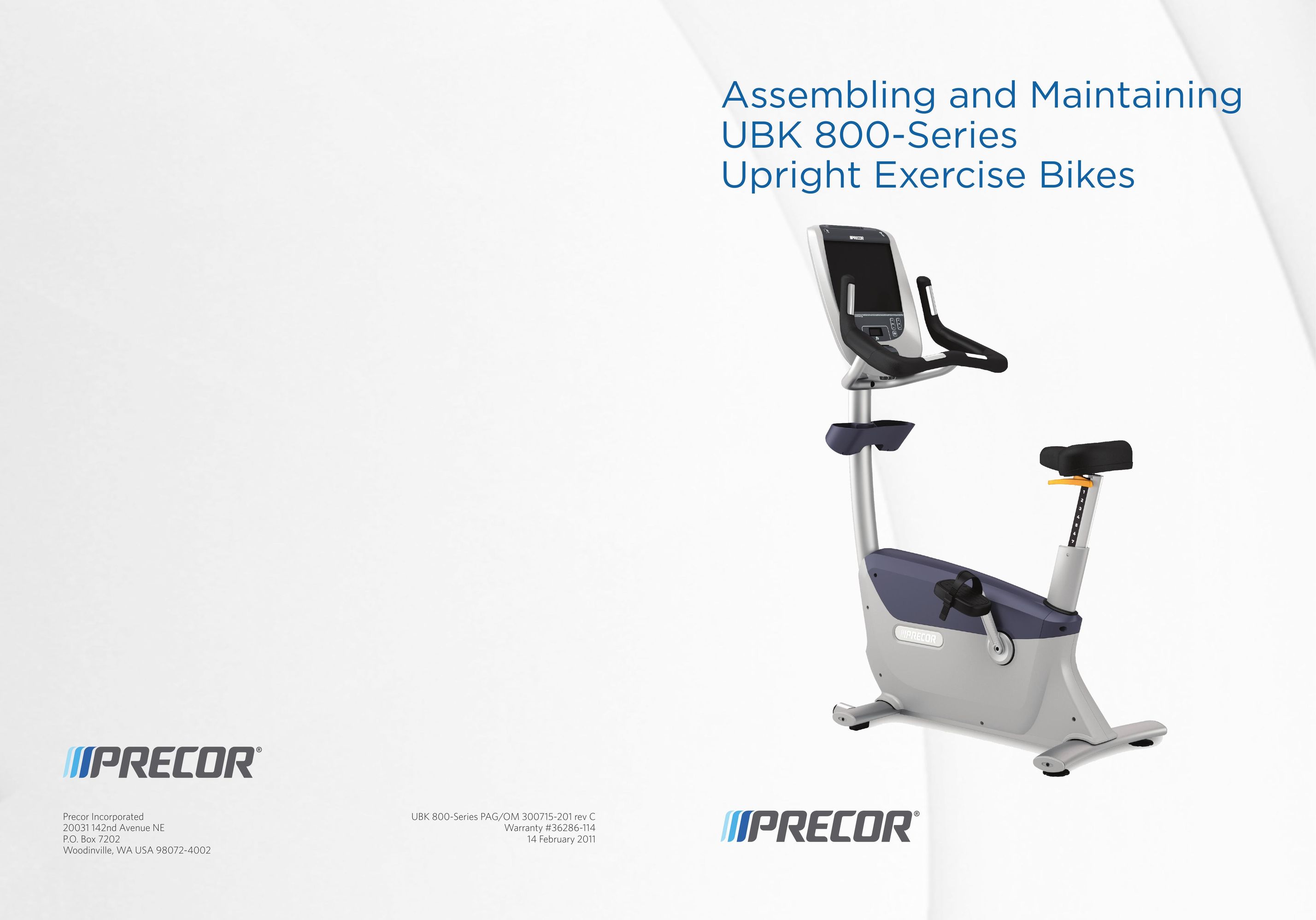 Precor UBK 800 Exercise Bike User Manual