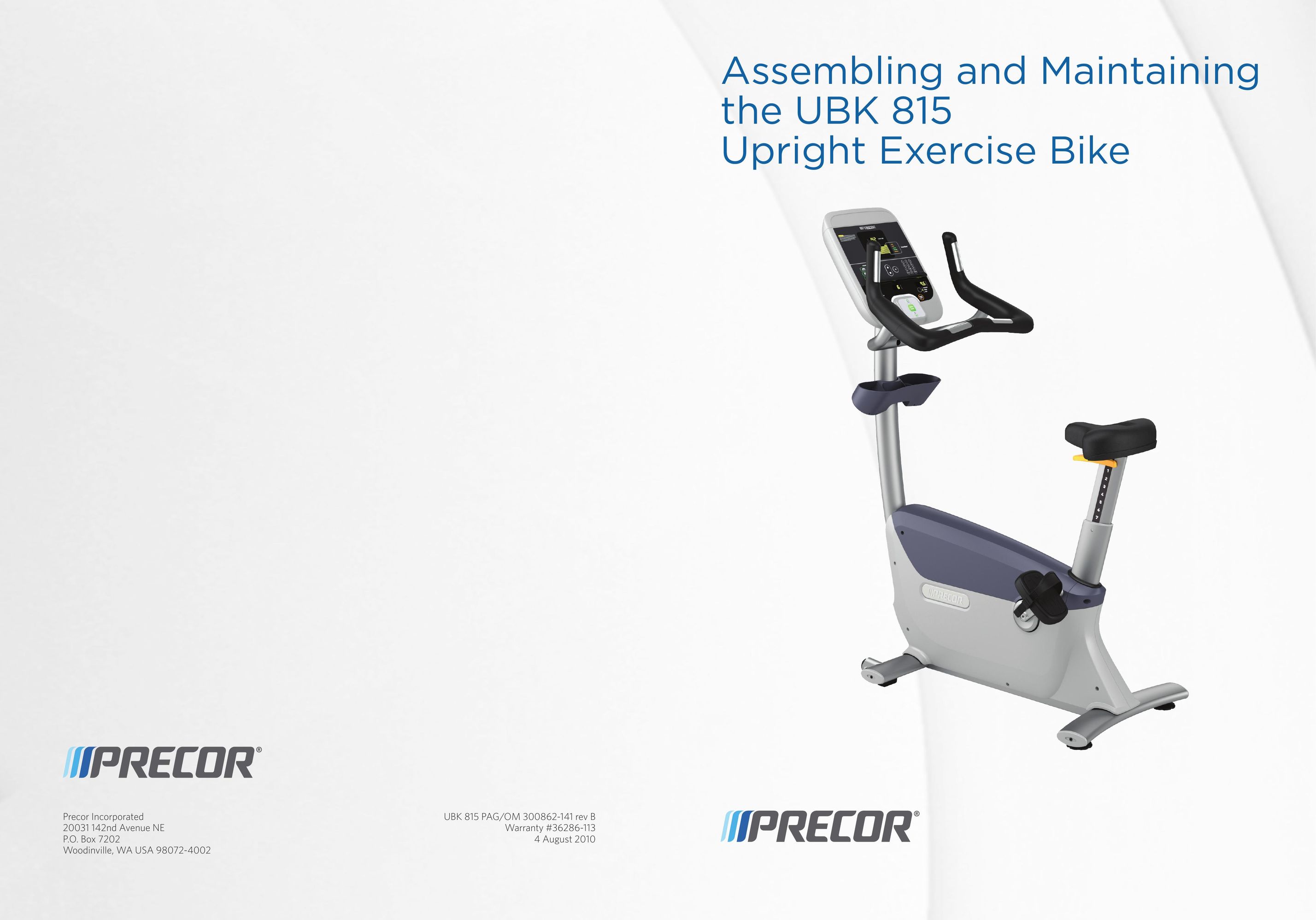 Precor UBK 815 Exercise Bike User Manual