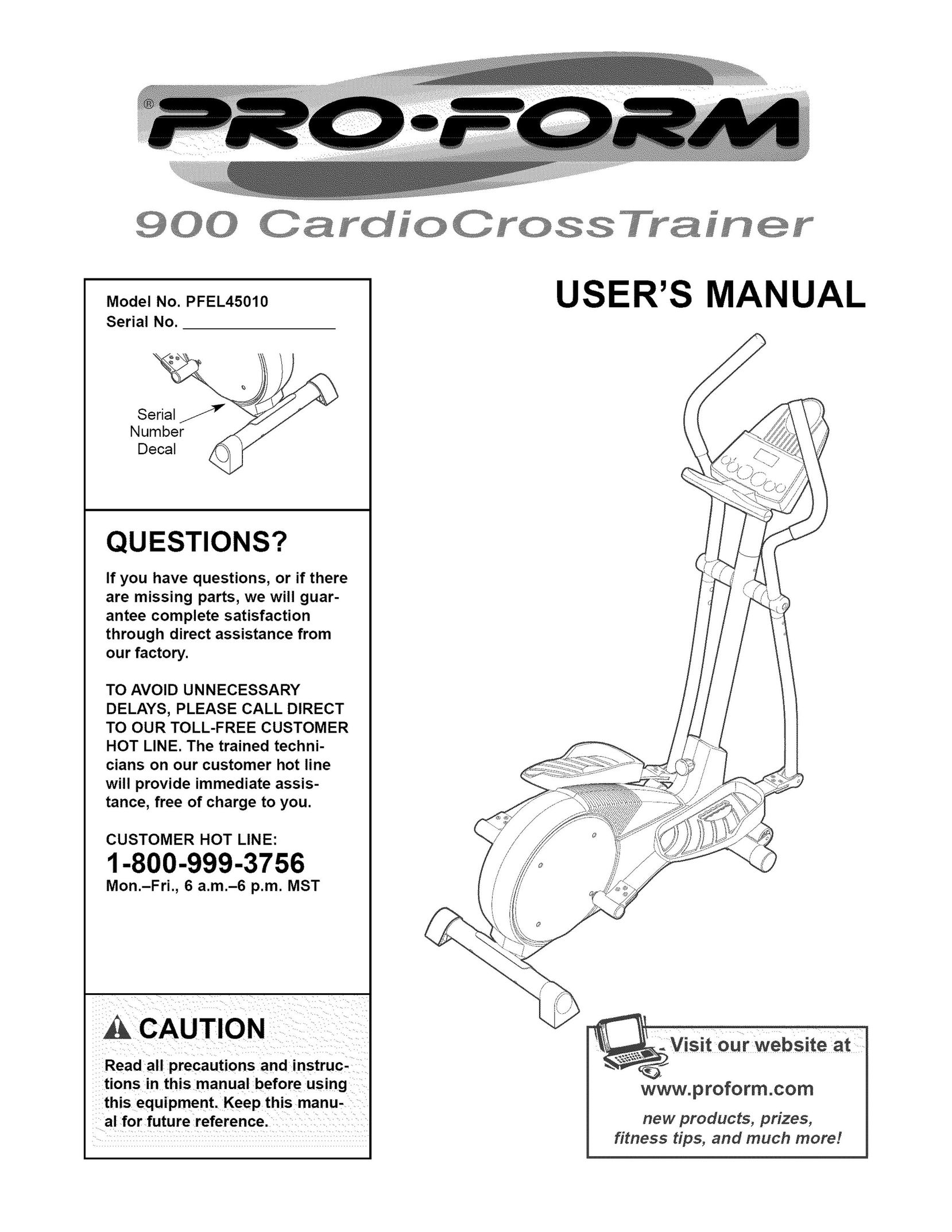 ProForm PFEL45010 Exercise Bike User Manual
