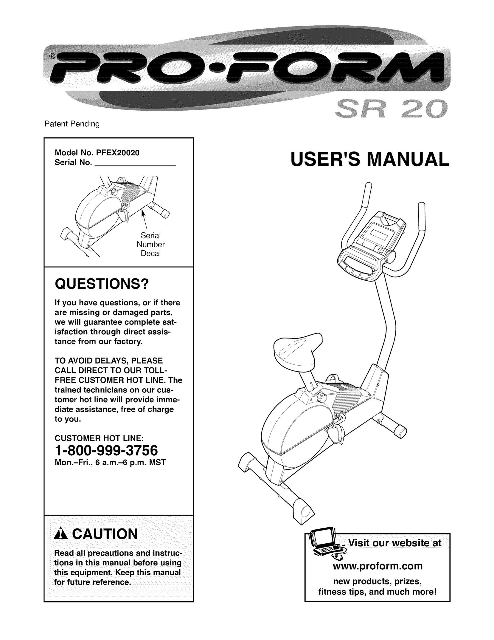 ProForm PFEX20020 Exercise Bike User Manual