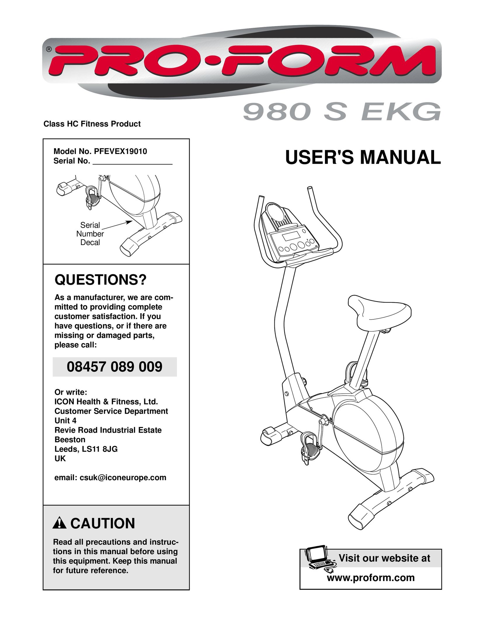 PYLE Audio PFEVEX19010 Exercise Bike User Manual