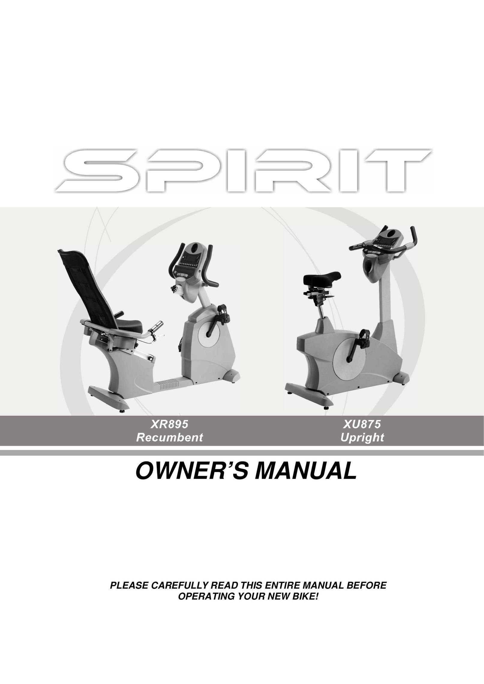 Spirit XR895 Exercise Bike User Manual
