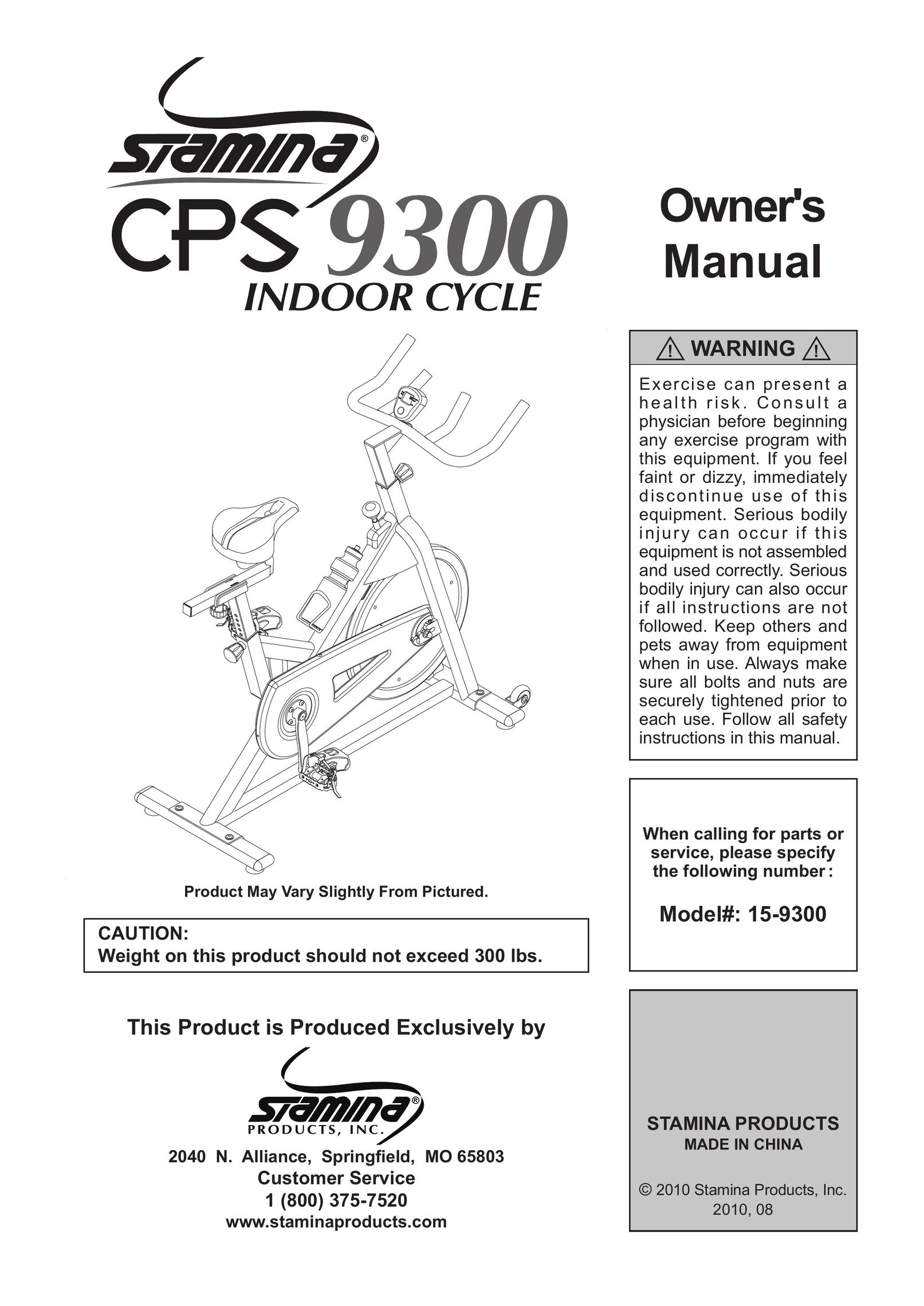 Stamina Products 15-9300 Exercise Bike User Manual