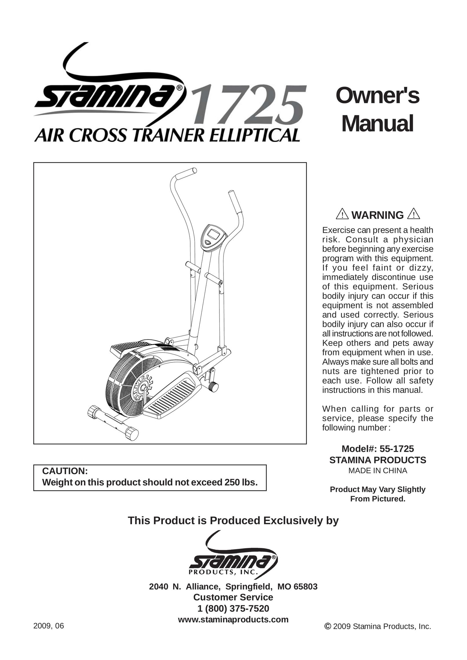 Stamina Products 55-1725 Exercise Bike User Manual