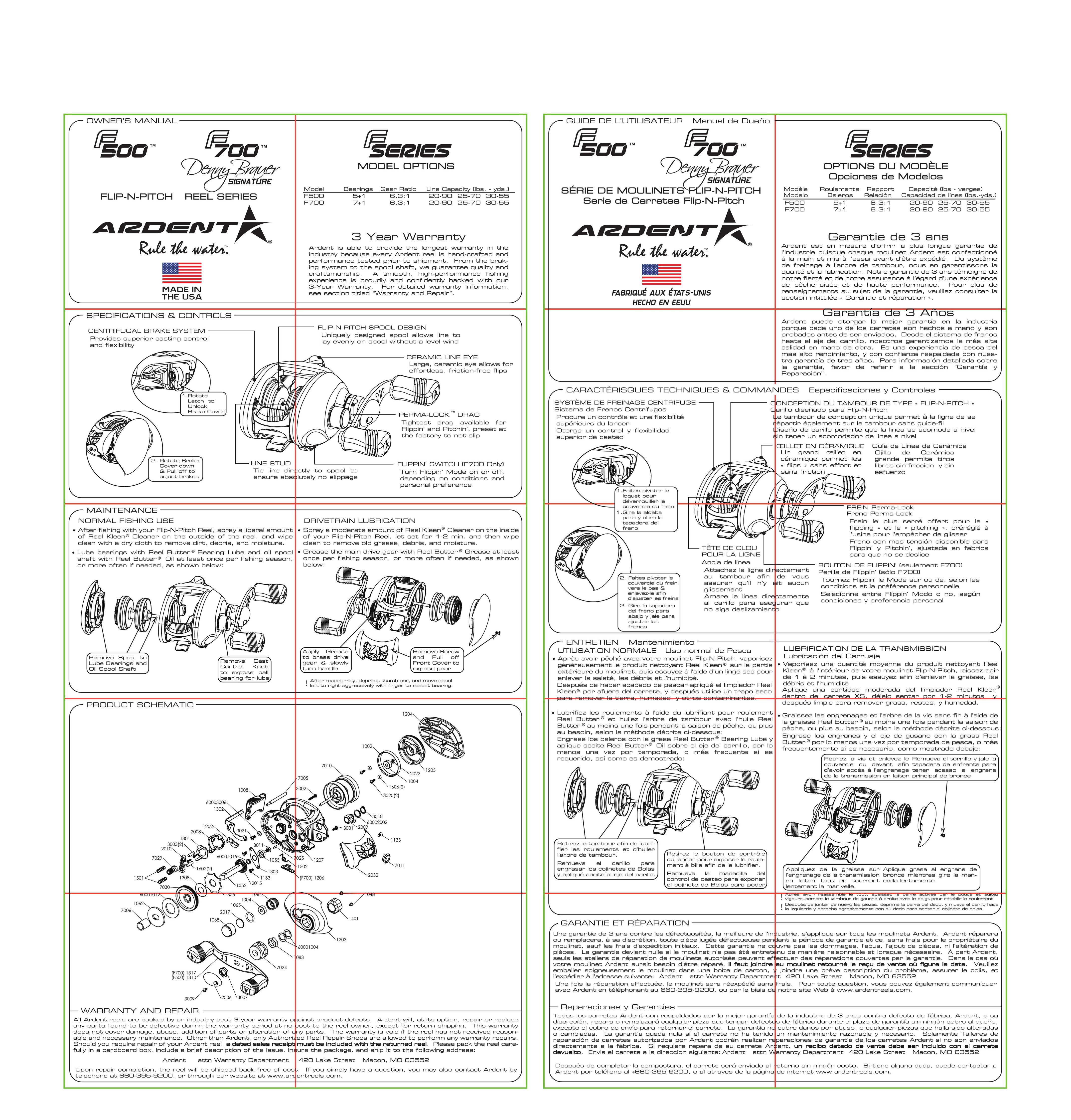 Ardent F500 Fishing Equipment User Manual