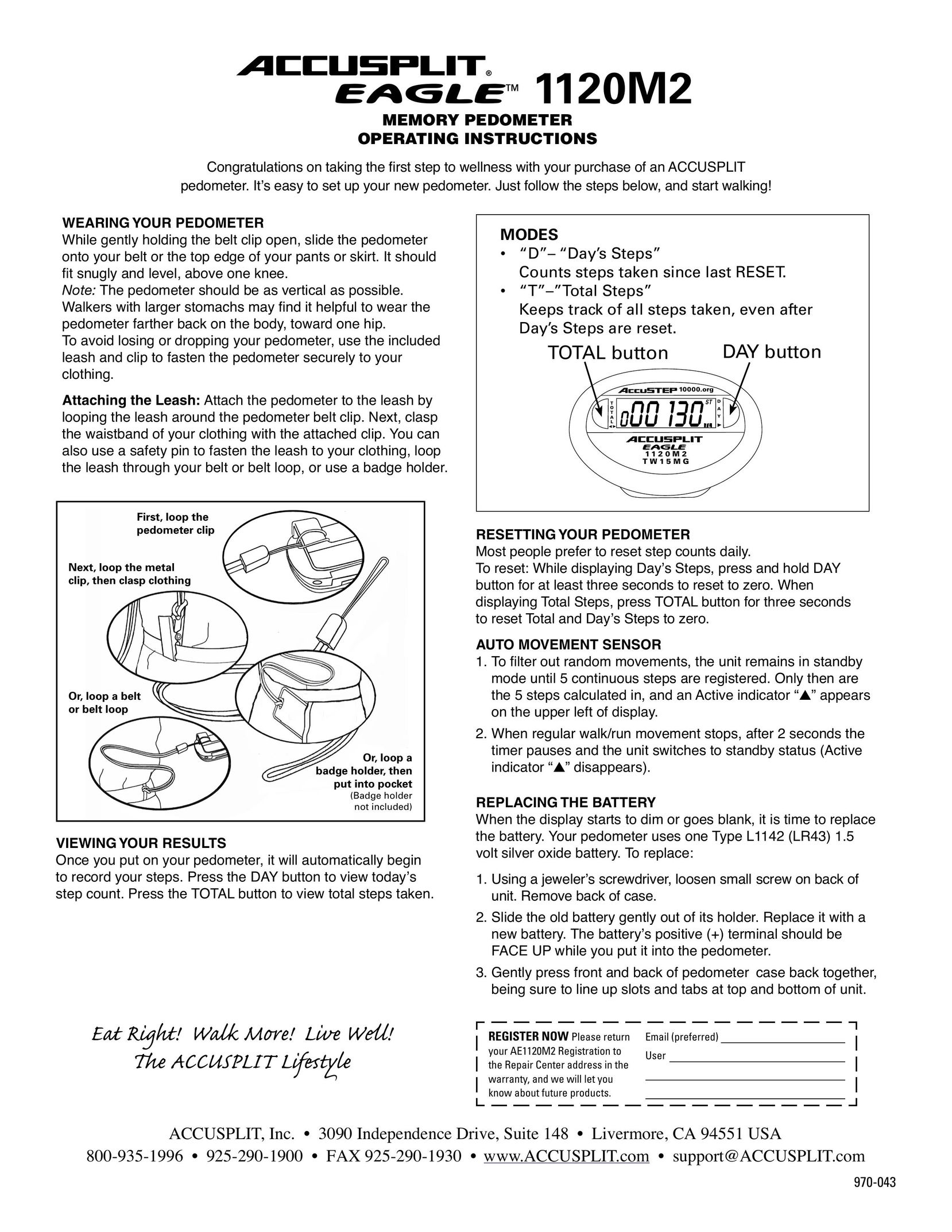 Accusplit 1120M2 Fitness Electronics User Manual
