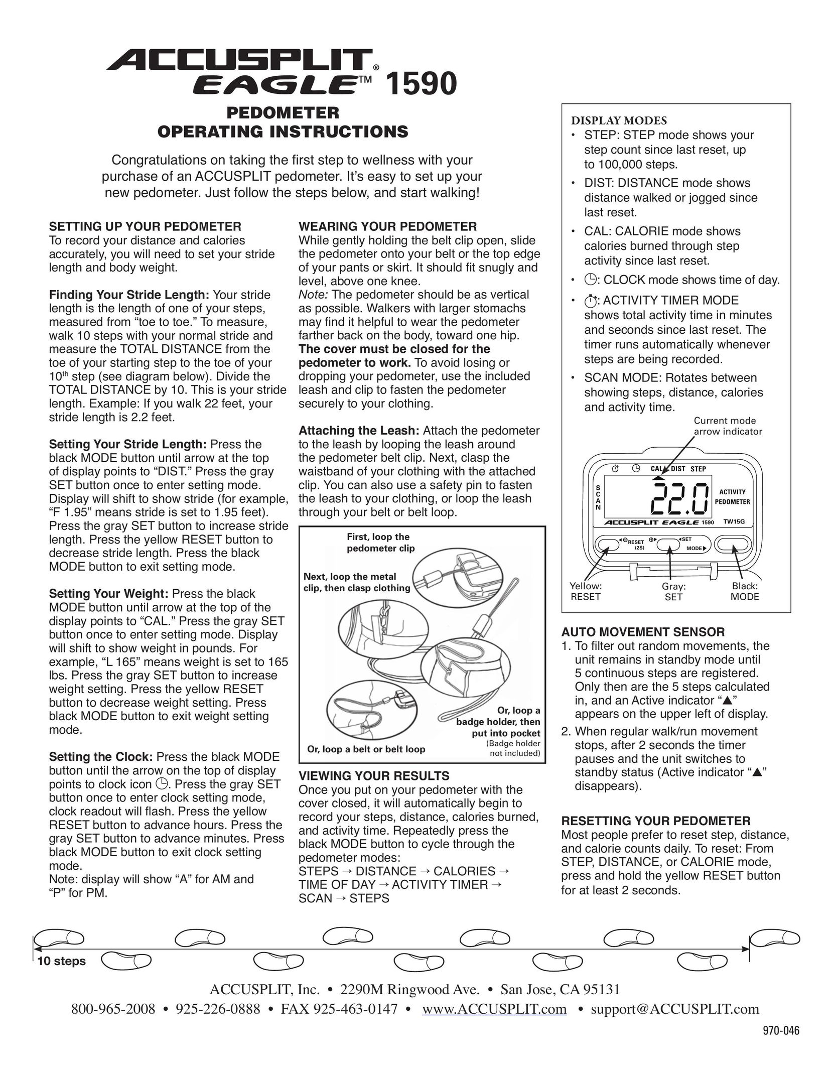 Accusplit 1590 Fitness Electronics User Manual
