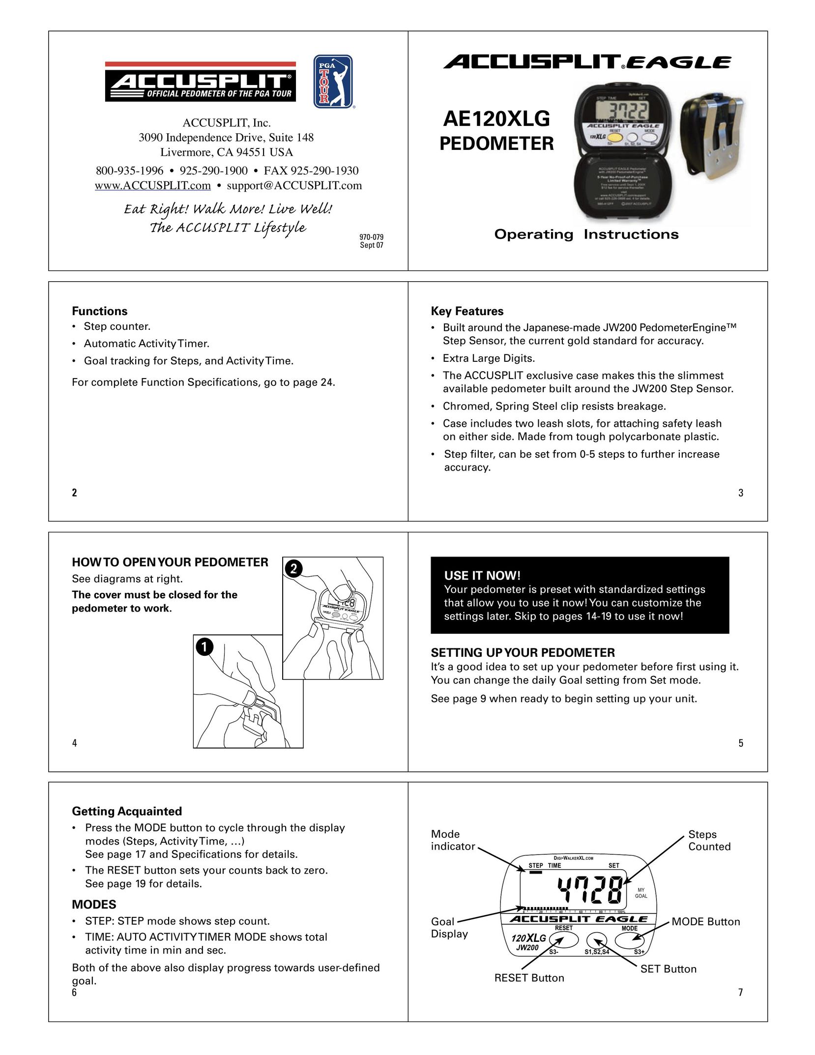 Accusplit AE120XLG Fitness Electronics User Manual