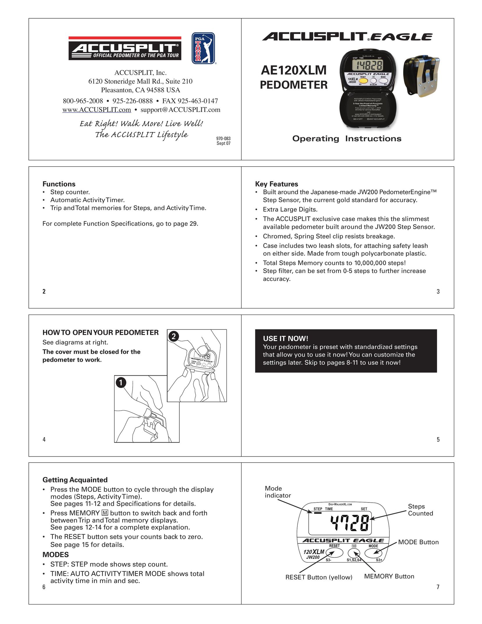 Accusplit AE120XLM Fitness Electronics User Manual