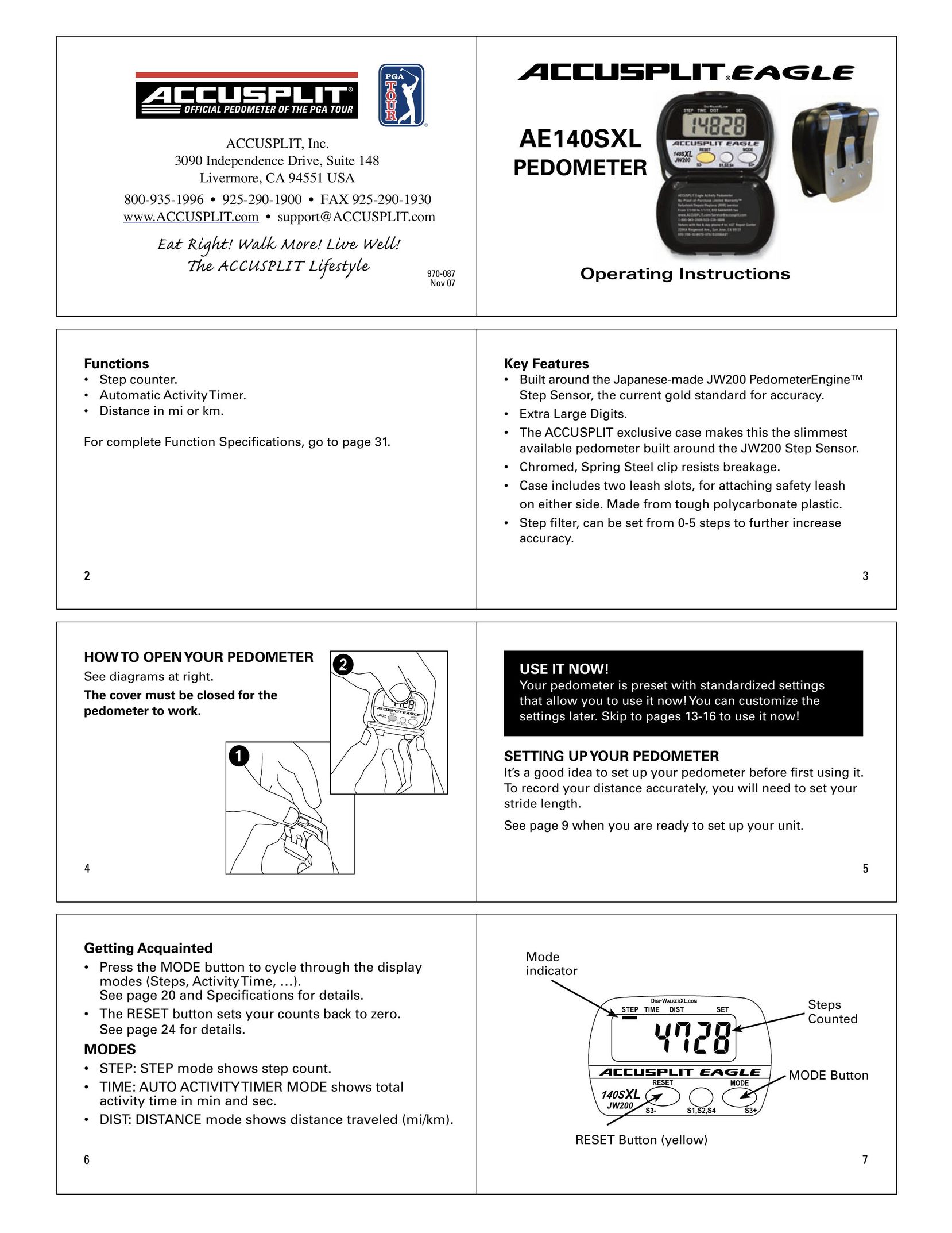 Accusplit AE140SXL Fitness Electronics User Manual