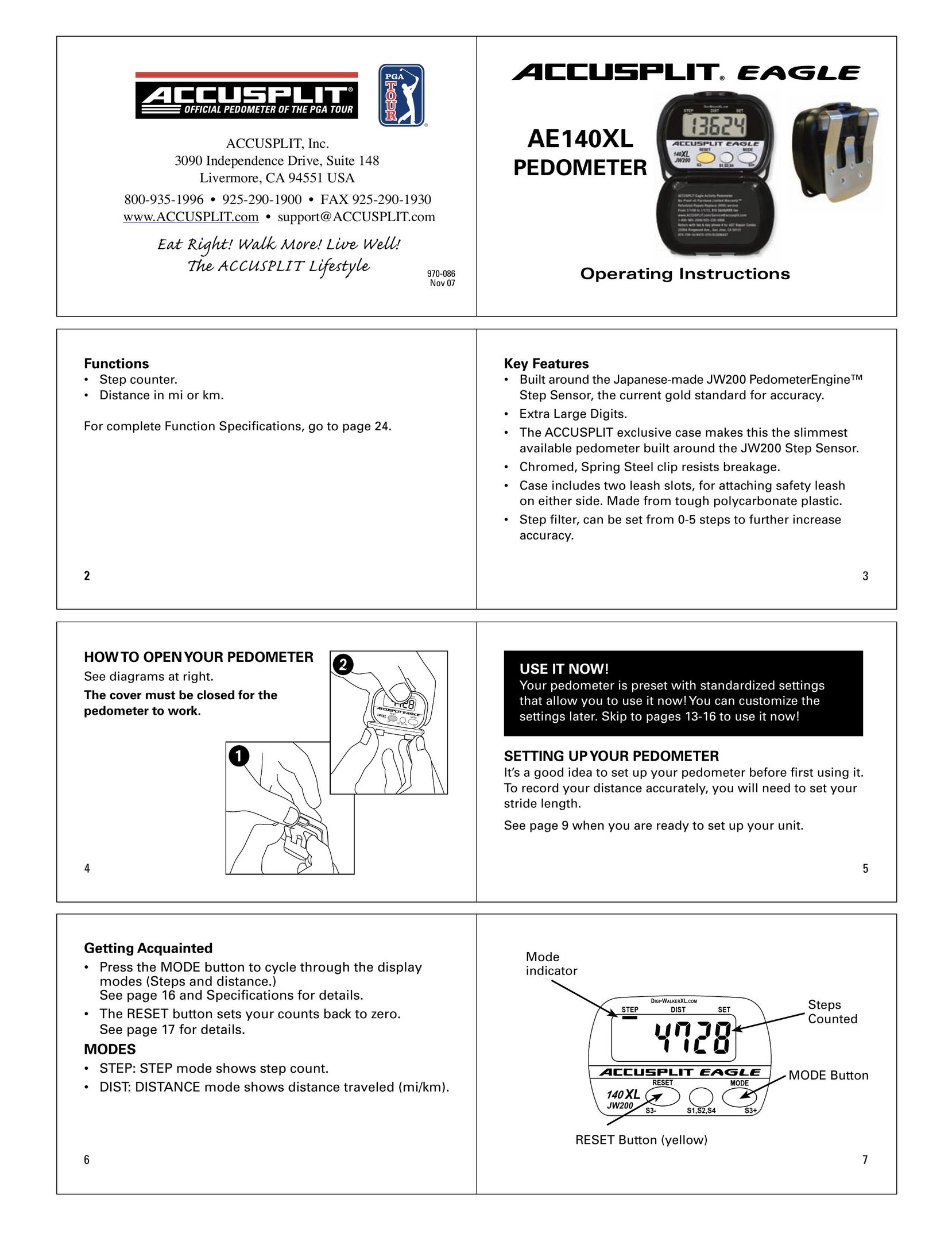 Accusplit AE140XL Fitness Electronics User Manual