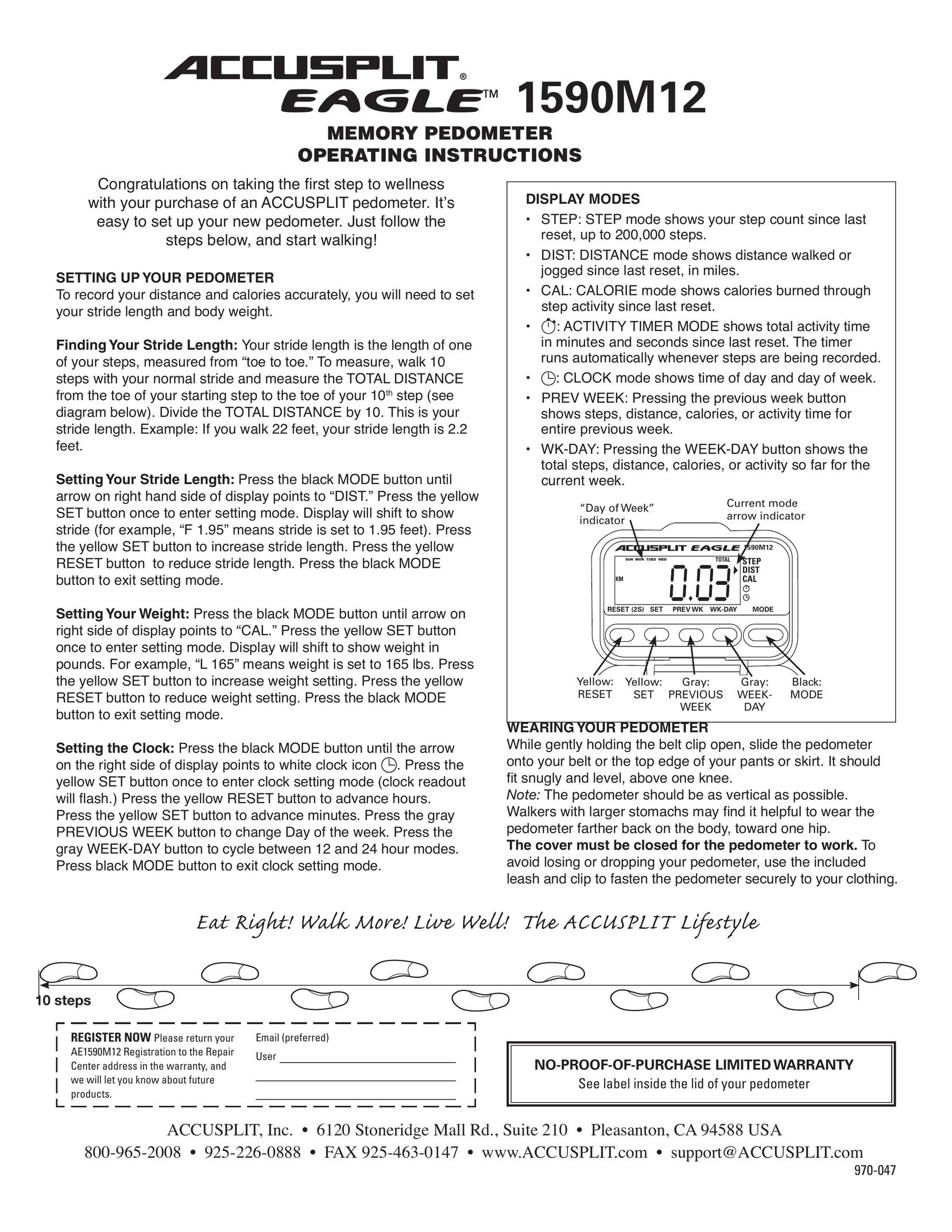 Accusplit AE1590M12 Fitness Electronics User Manual