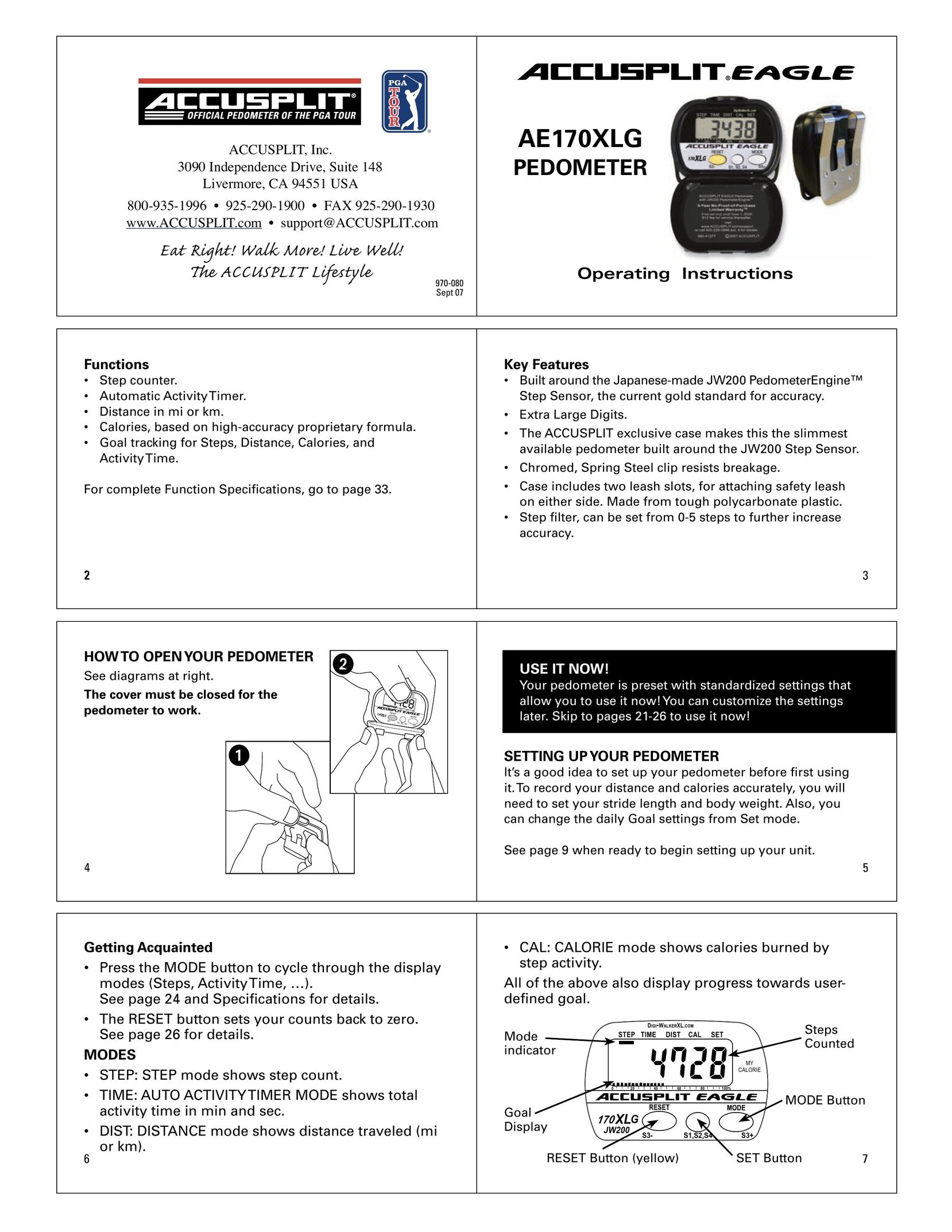 Accusplit AE170XLG Fitness Electronics User Manual