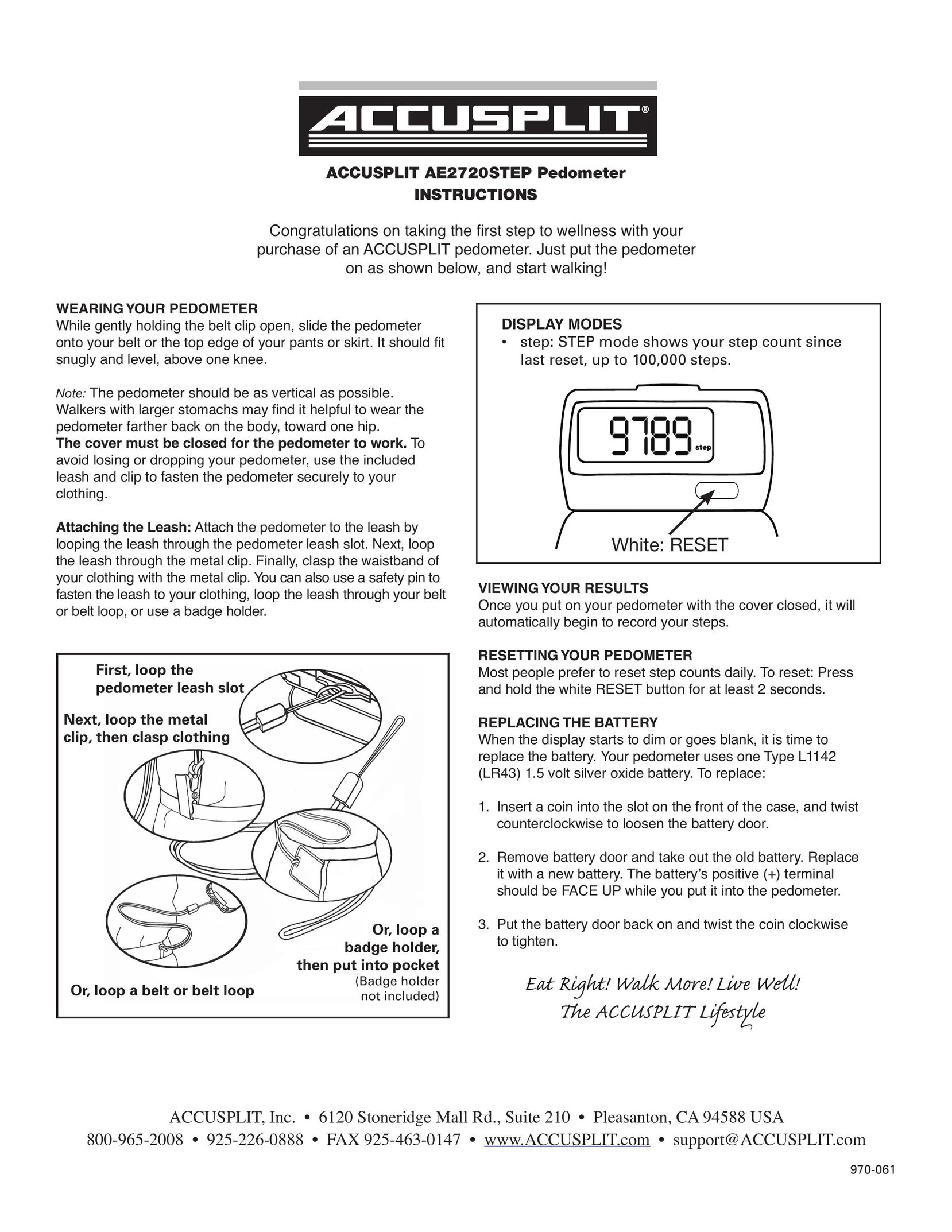 Accusplit AE2720STEP Fitness Electronics User Manual